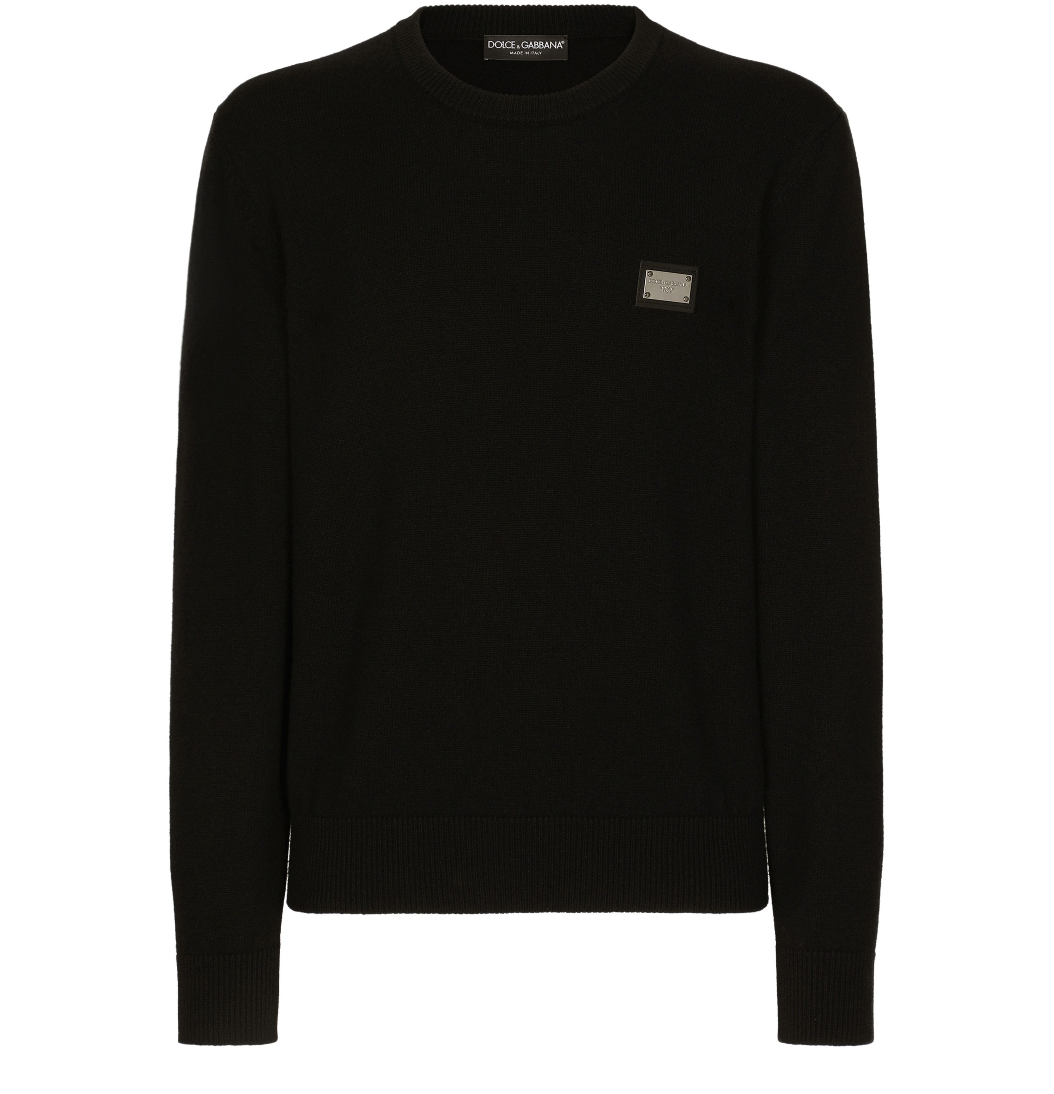 Dolce & Gabbana Wool round-neck sweater with branded tag