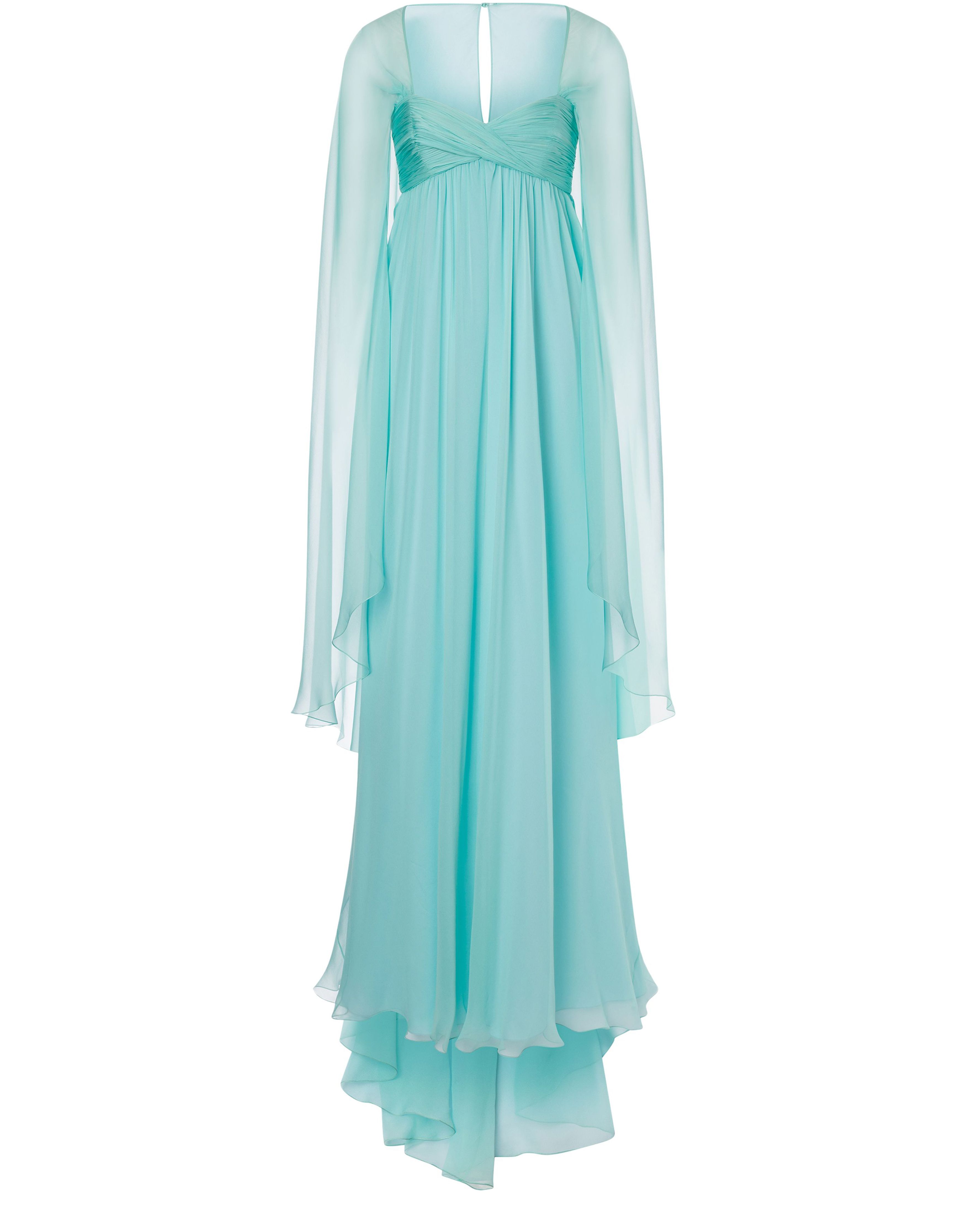 Alberta Ferretti Long organic chiffon dress with cape