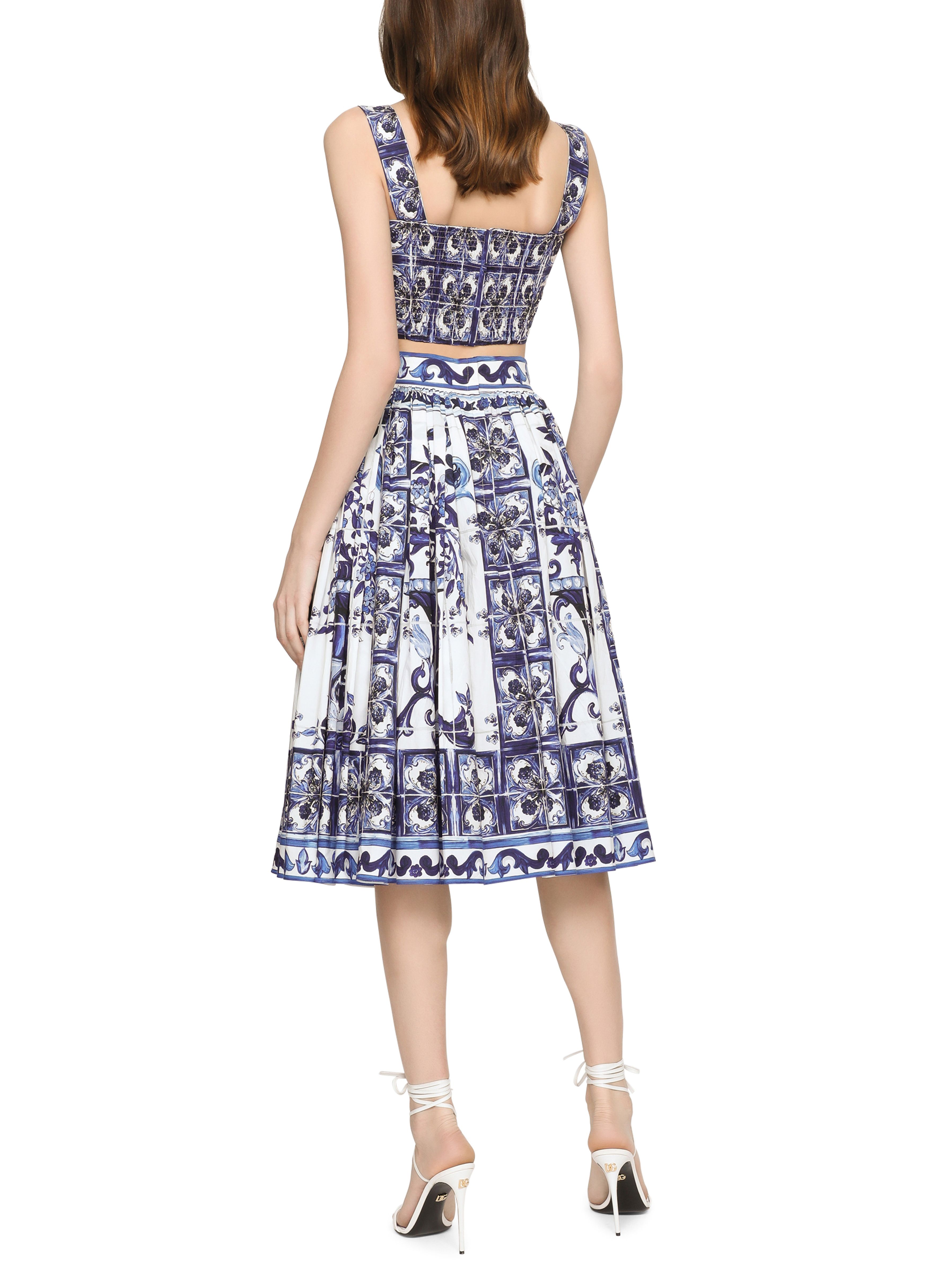 Dolce & Gabbana Midi Maiolica Printed Popeline Skirt