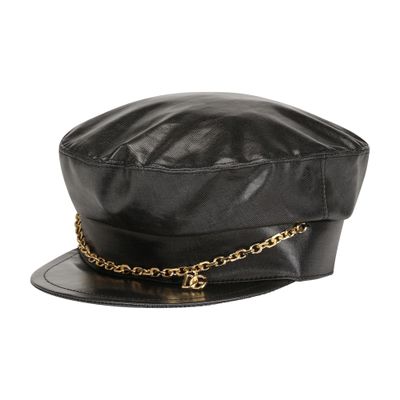 Dolce & Gabbana Baker boy hat with DG logo chain