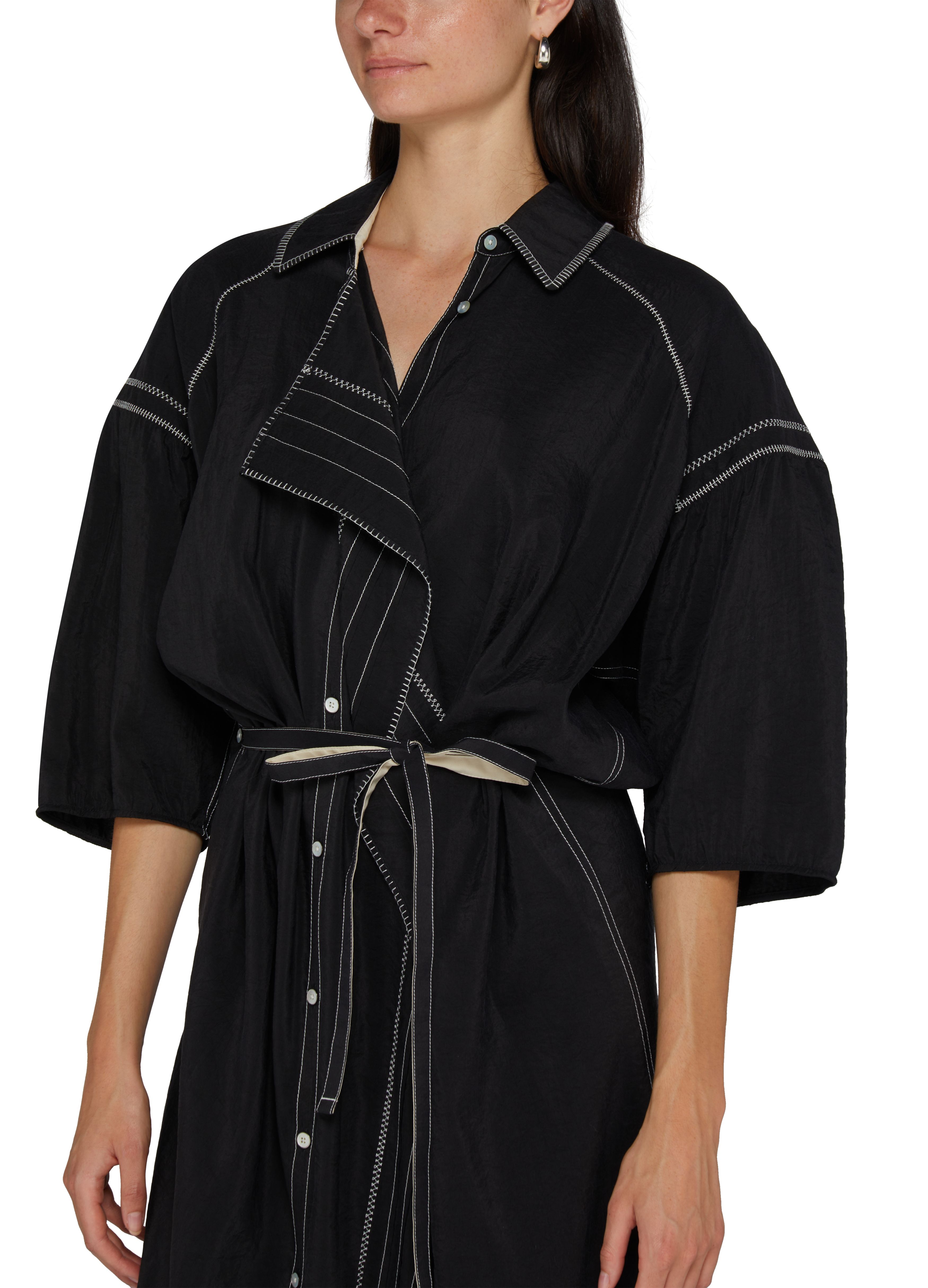 Lemaire Embroidered asymmetrical shirt dress