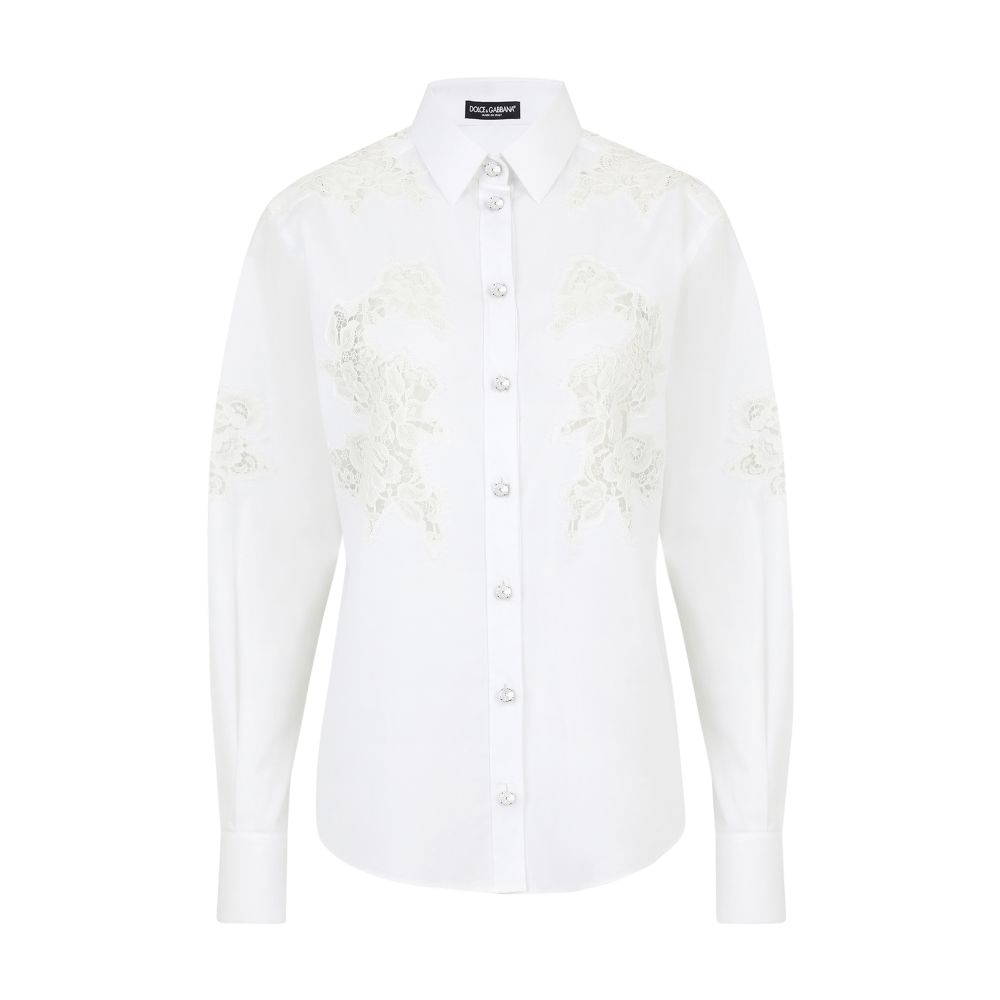 Dolce & Gabbana Poplin shirt with lace openwork