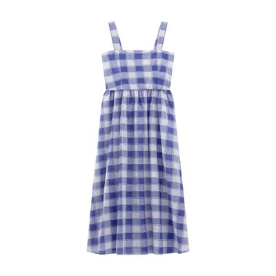 Woolrich Long dress in pure cotton checked voile