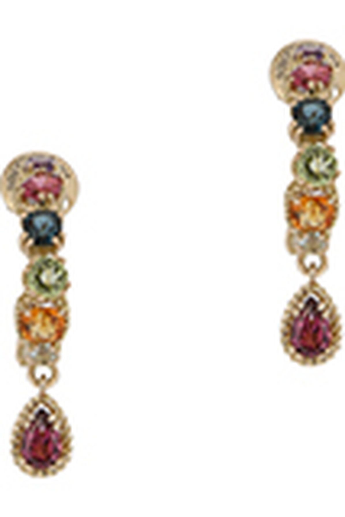 Dolce & Gabbana 18 kt yellow gold pierced earrings with multicolor fine gemstones