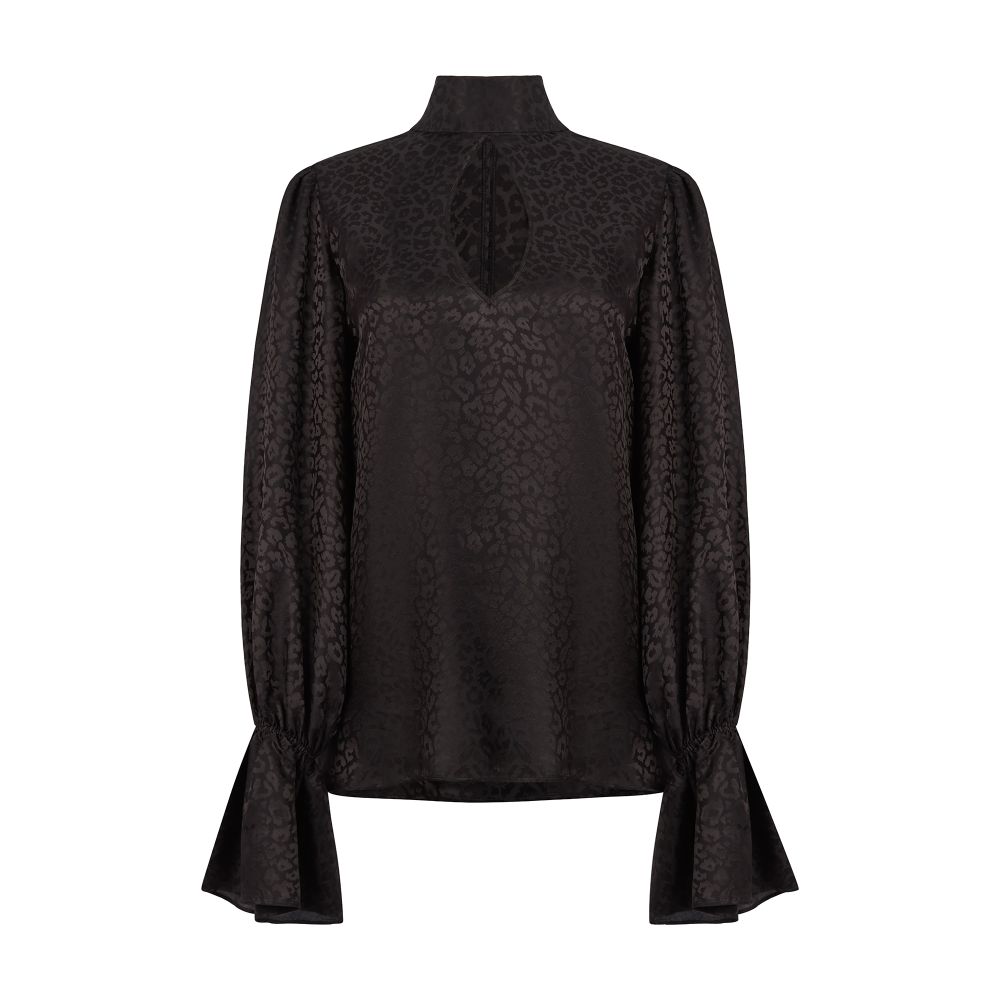 Nina Ricci Leopard-jacquard cut-out blouse