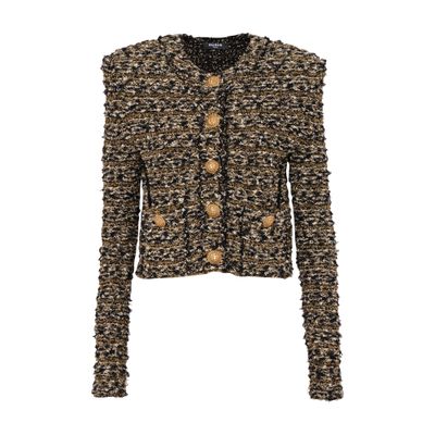 Balmain Cropped Lurex Tweed Jacket