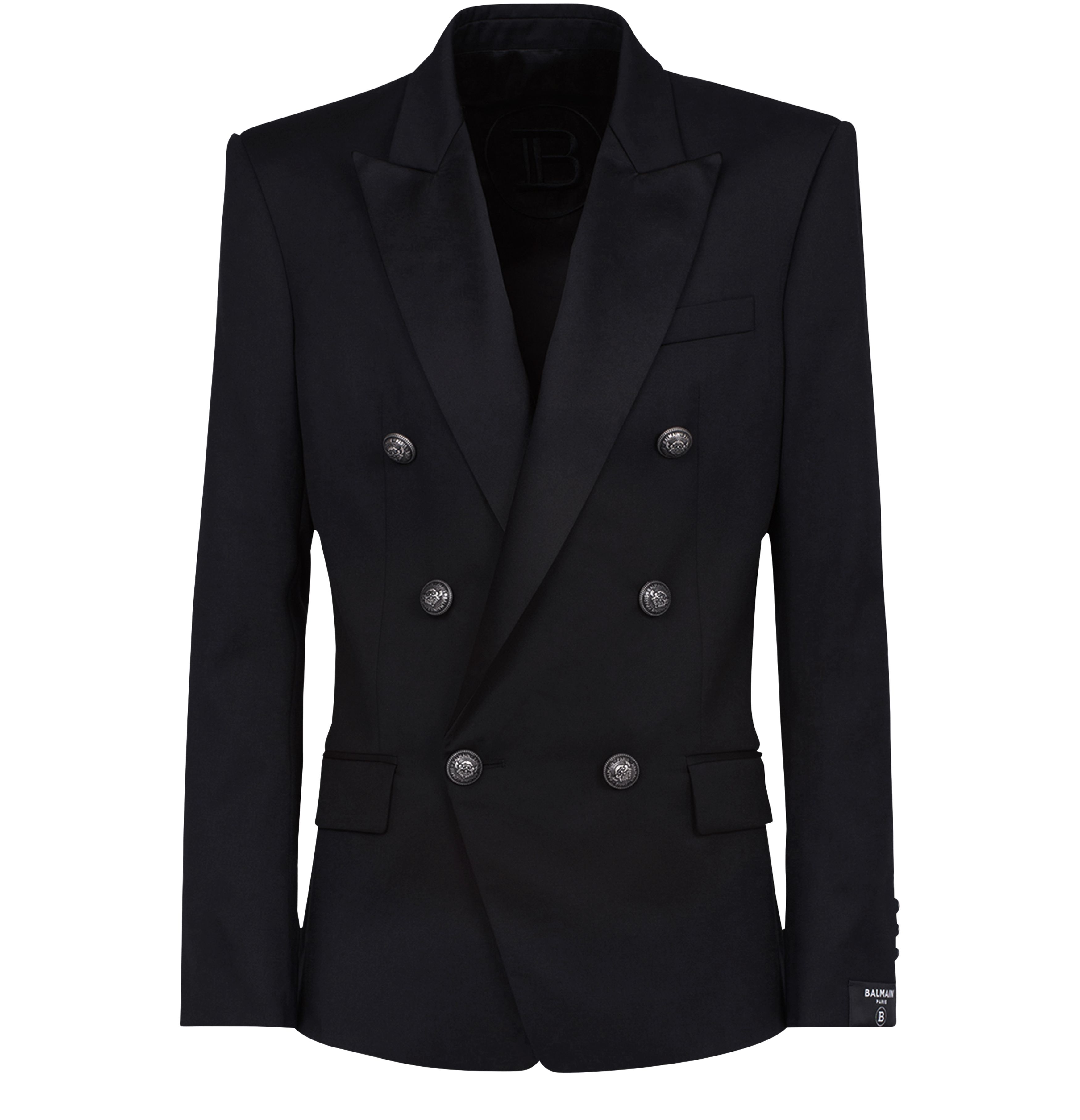 Balmain Wool blazer with double-breasted silver-tone buttoned fastening