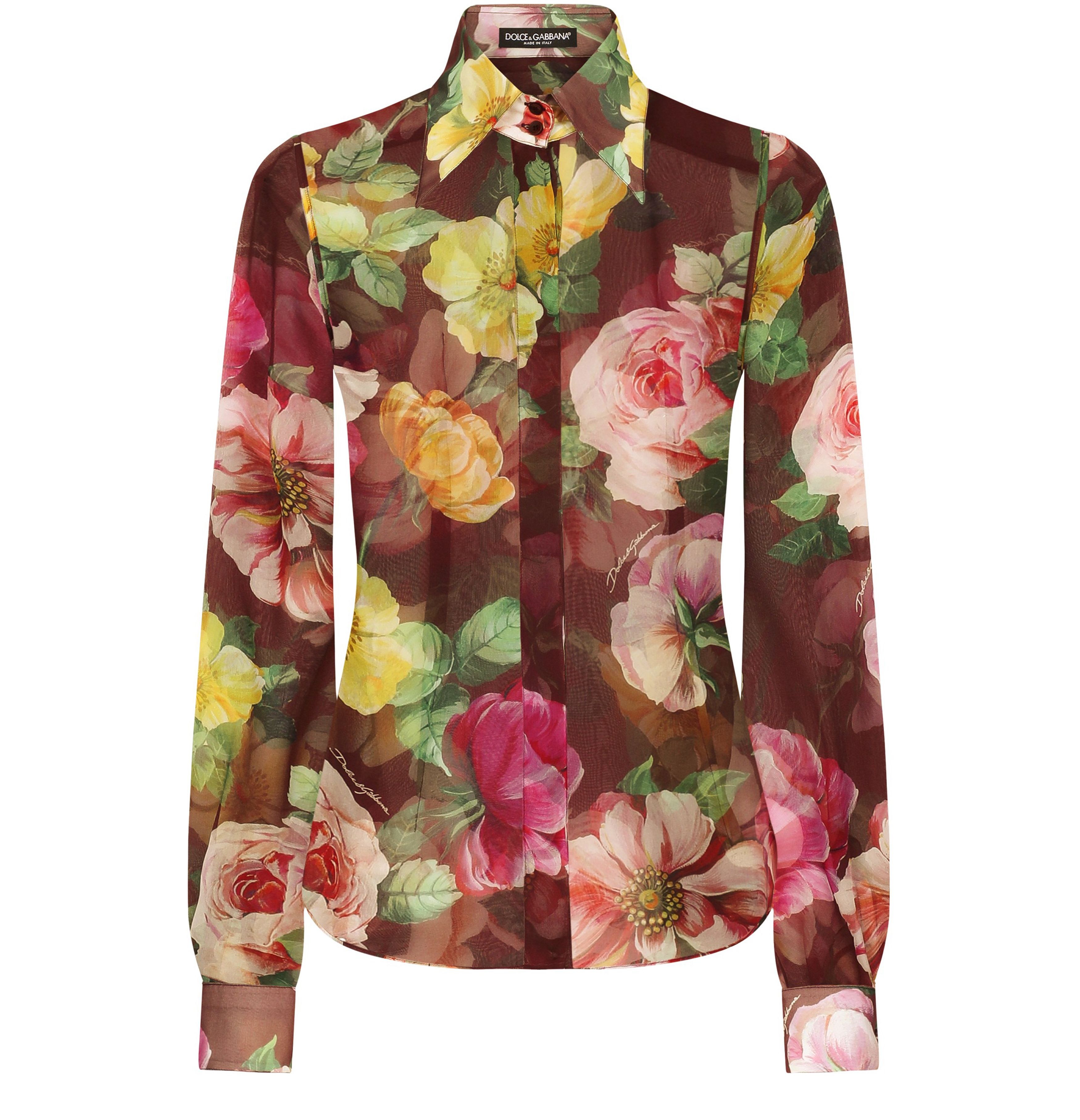 Dolce & Gabbana Camellia-print chiffon shirt