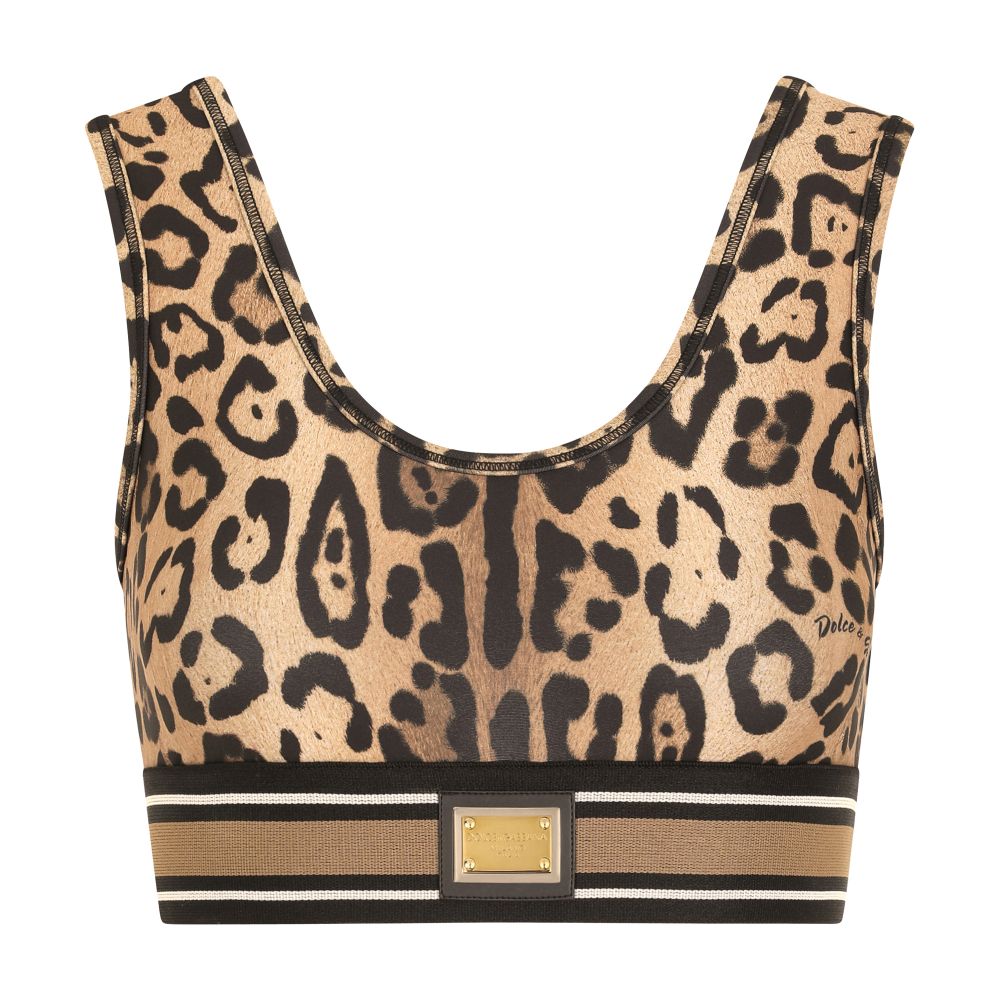 Dolce & Gabbana Leopard-print spandex/jersey crop top