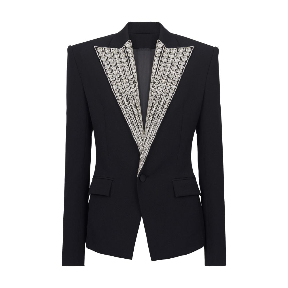 Balmain Jacket With Crystal-Embellished Collar