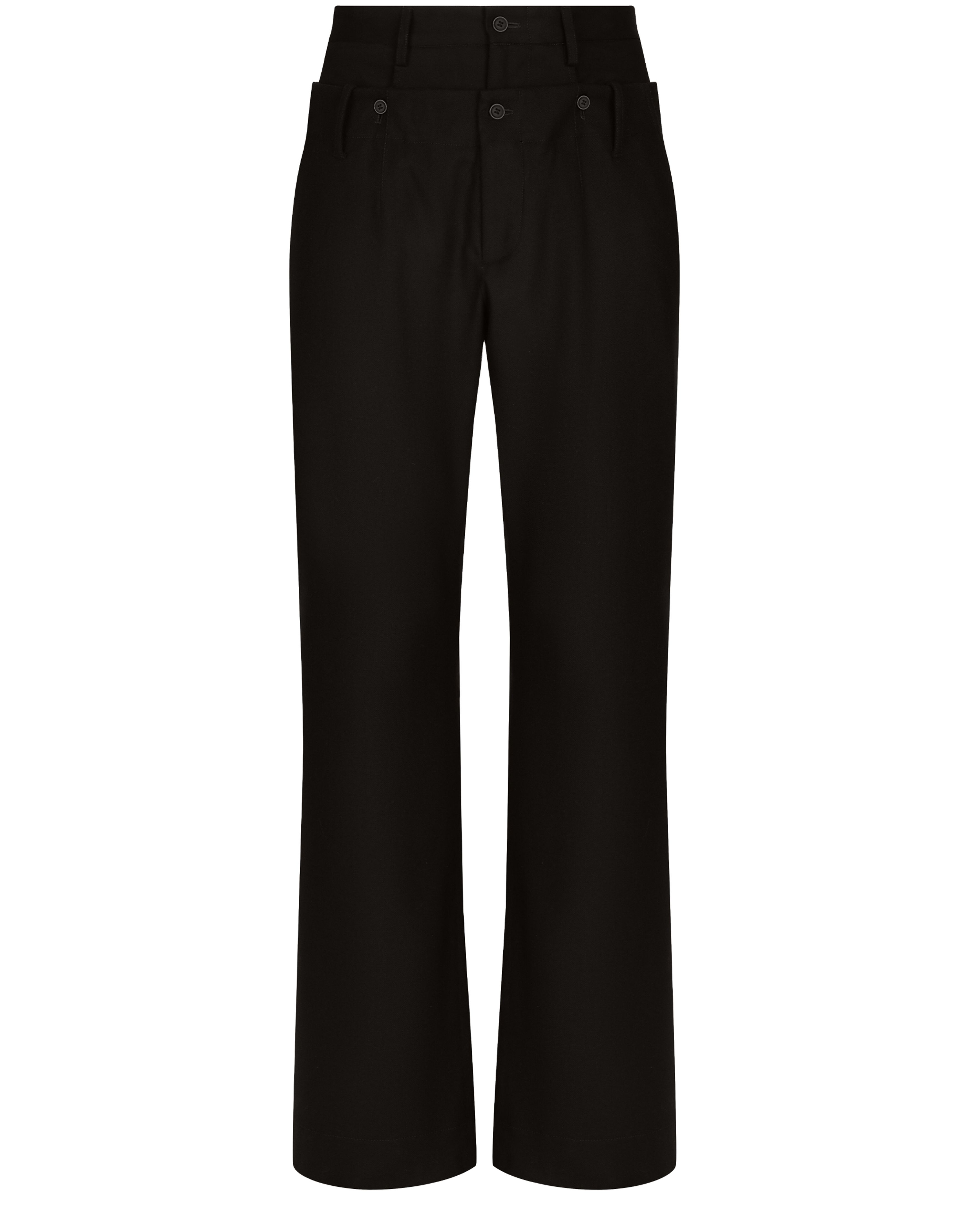 Dolce & Gabbana Stretch Wool Pants with Double Waistband