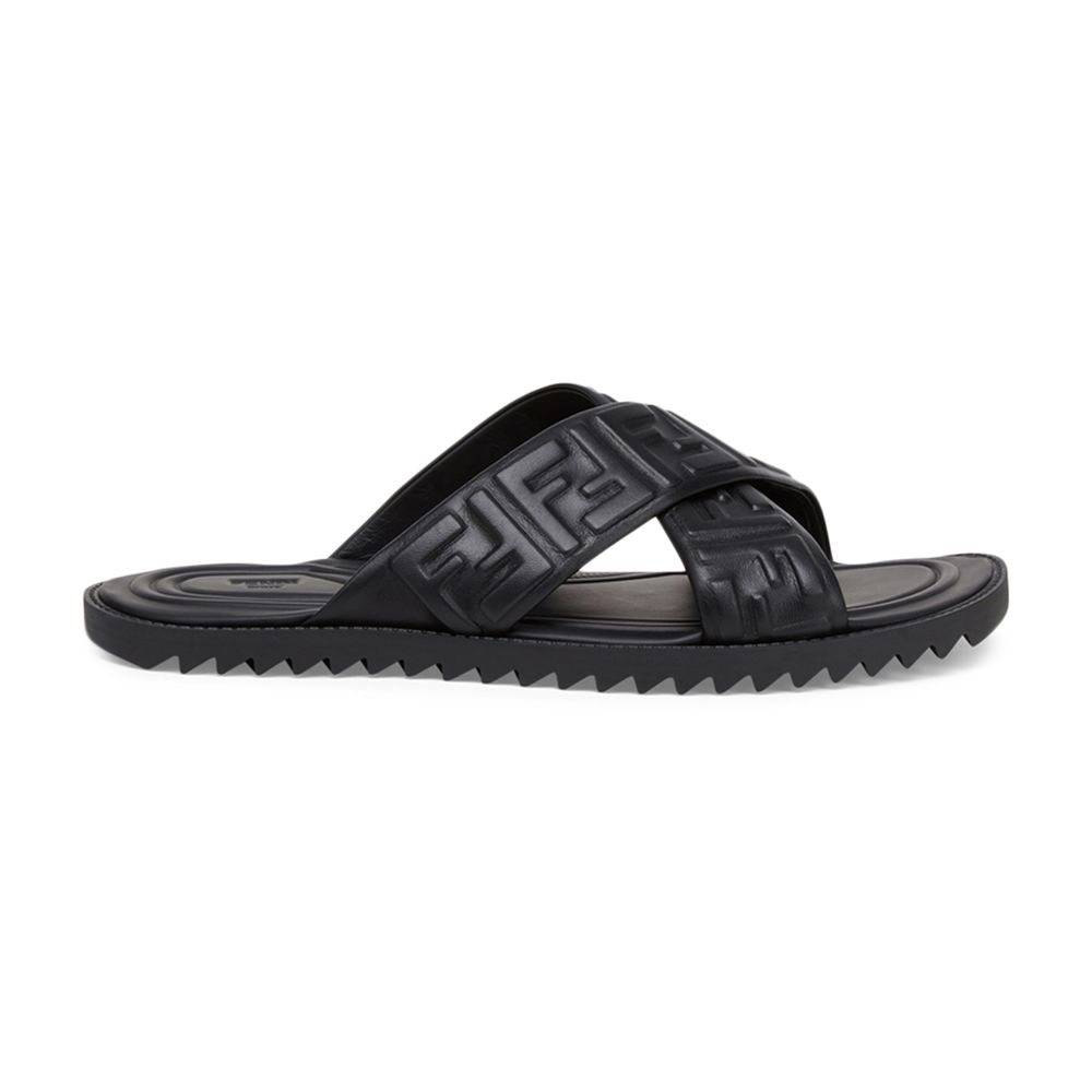 FENDI Black leather slides