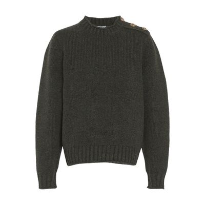 Barrie Jumper in chunky cashmere with gold buttons