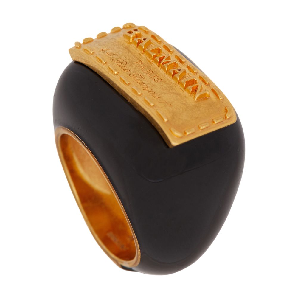 Balmain Brass and enamel ring