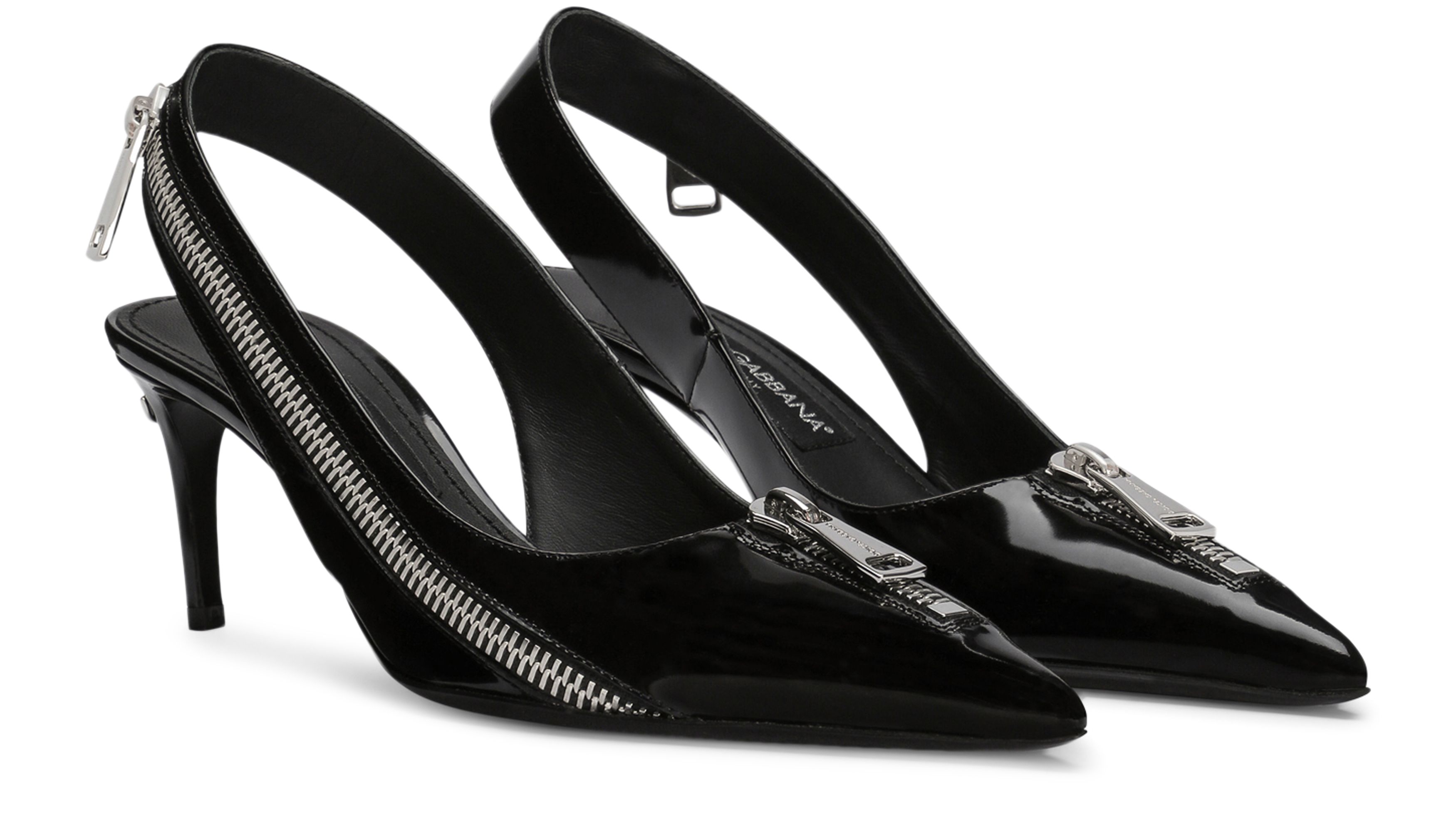 Dolce & Gabbana Polished calfskin slingbacks with zipper