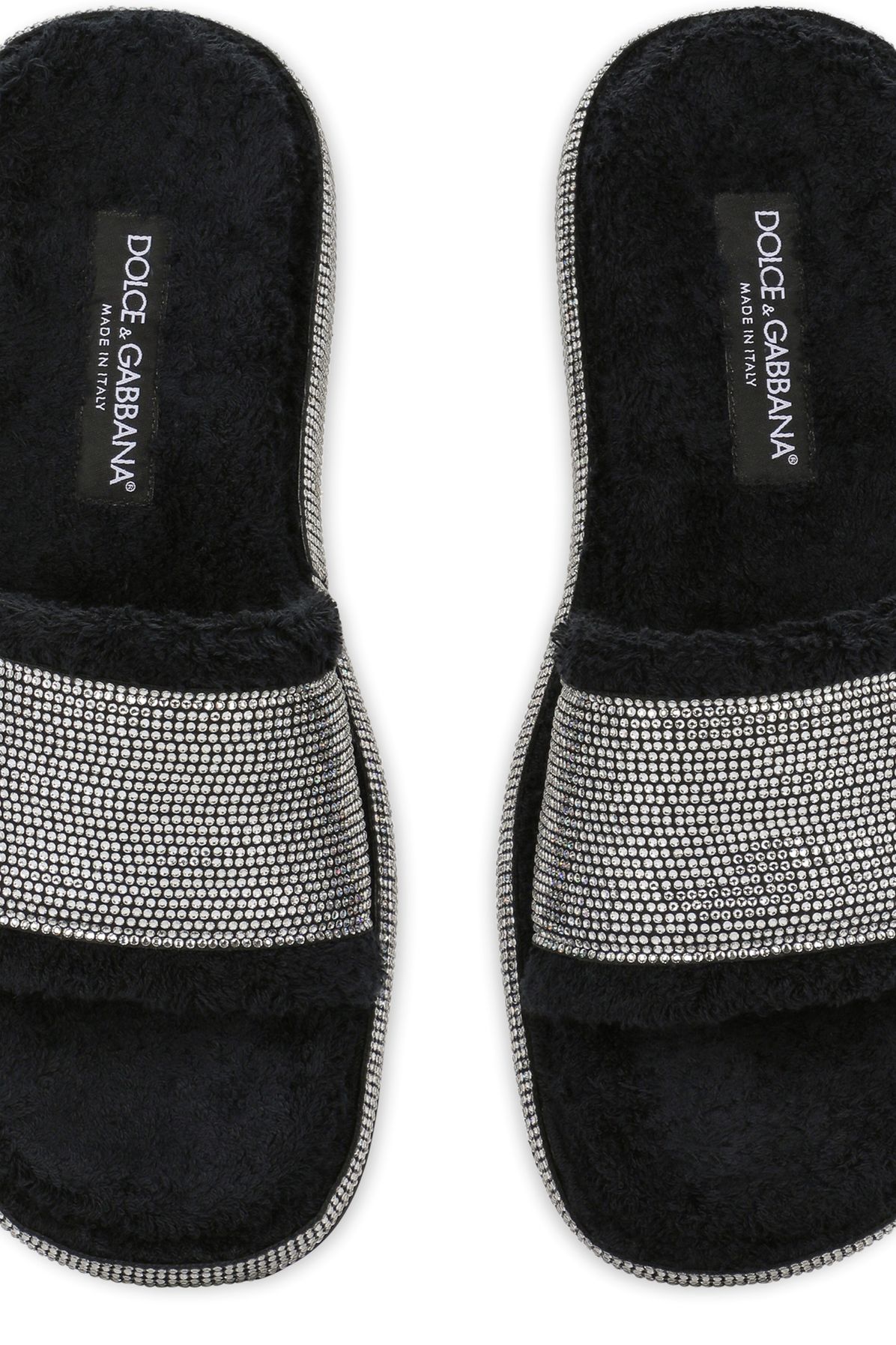 Dolce & Gabbana Terrycloth sliders with fusible rhinestones