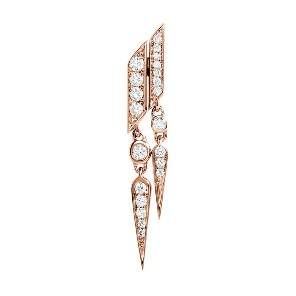  Anyway double drop diamond & 18k rose gold earring