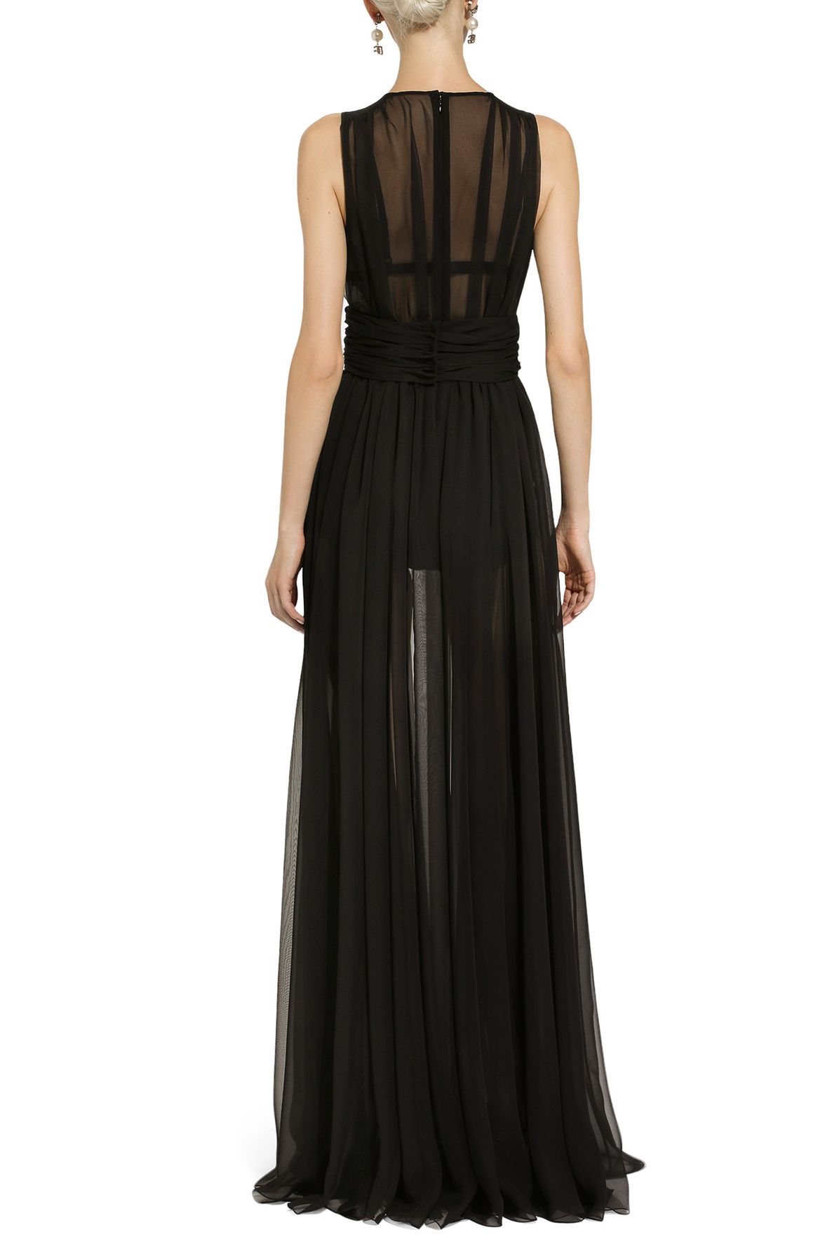 Dolce & Gabbana Long chiffon dress with draped belt