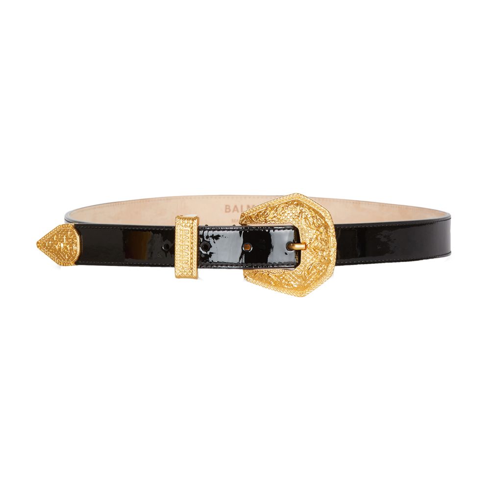 Balmain Patent Leather Western Belt