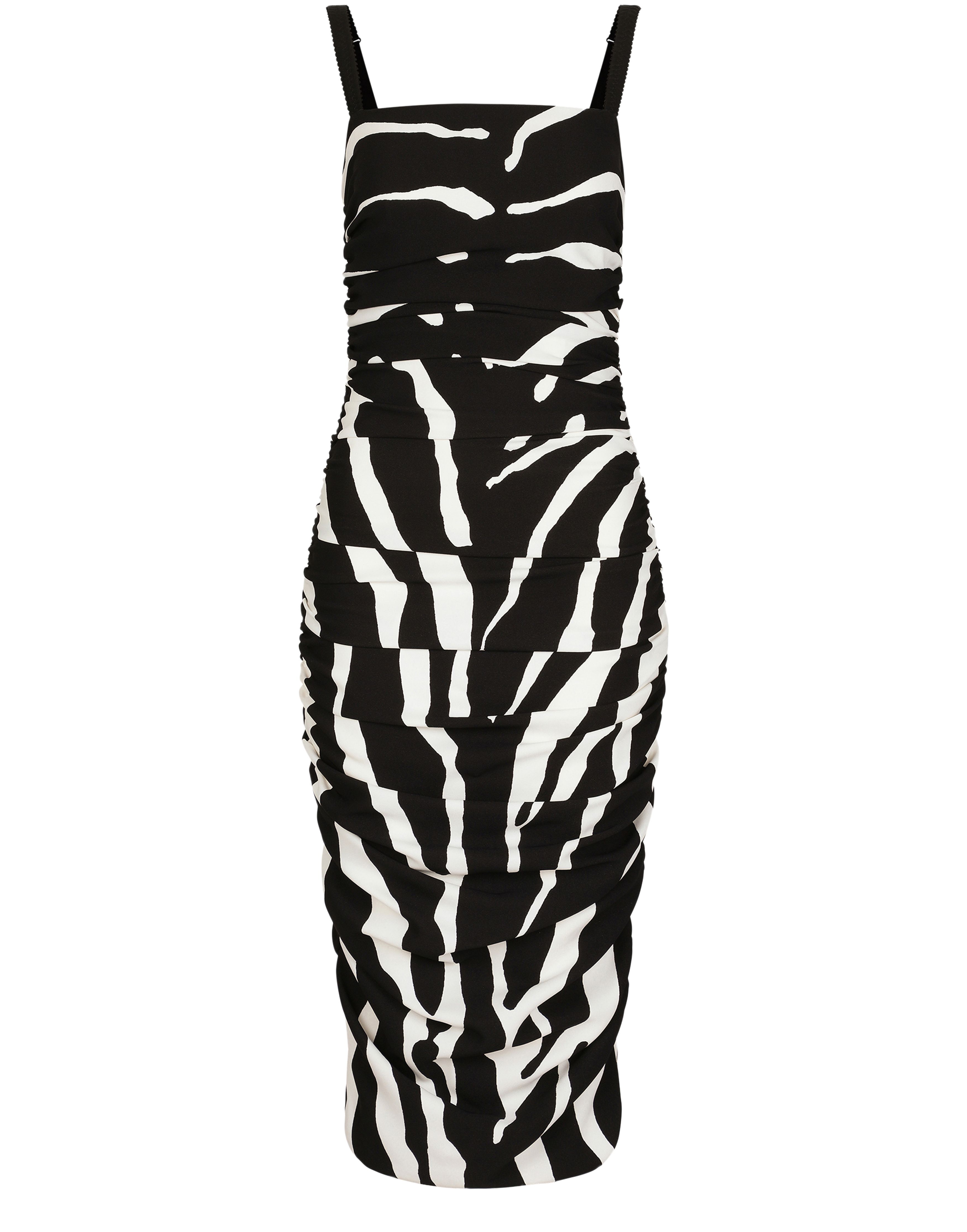 Dolce & Gabbana Zebra printed cady calf midi dress