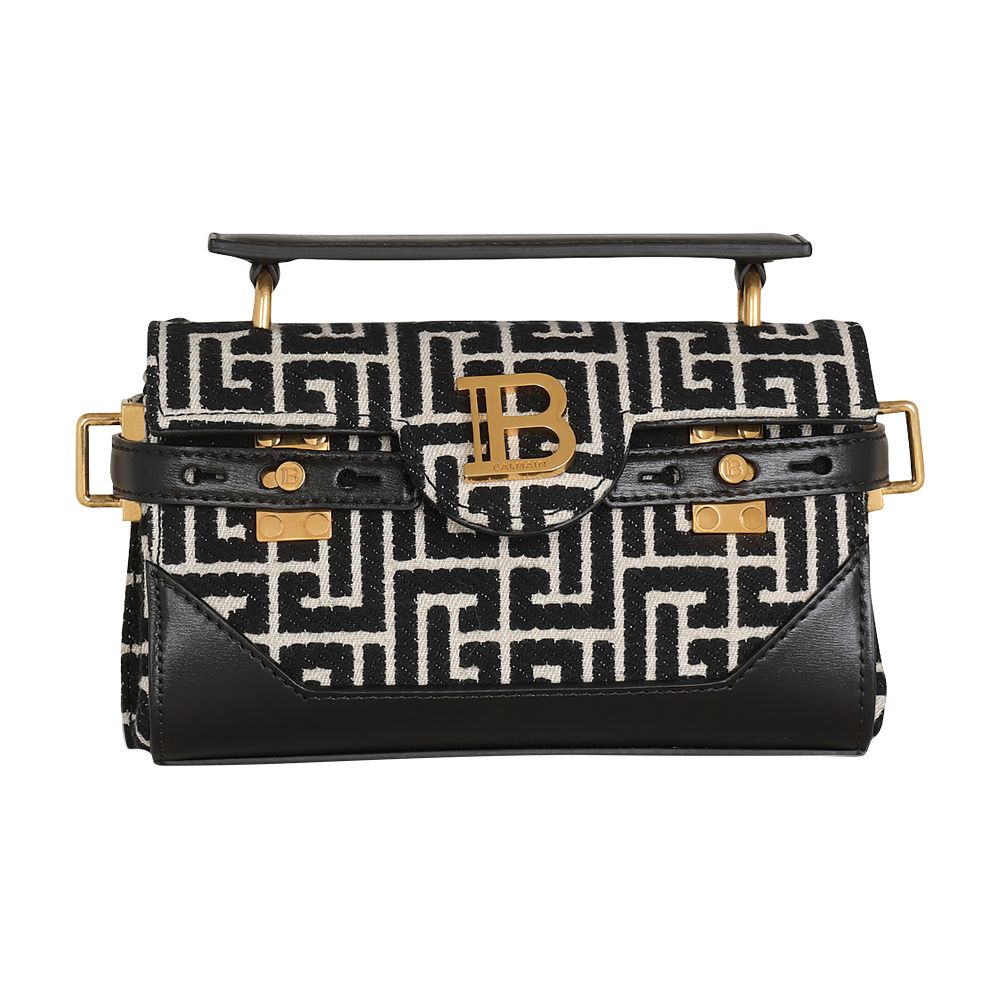 Balmain B-Buzz 19 leather bag with jacquard monogram