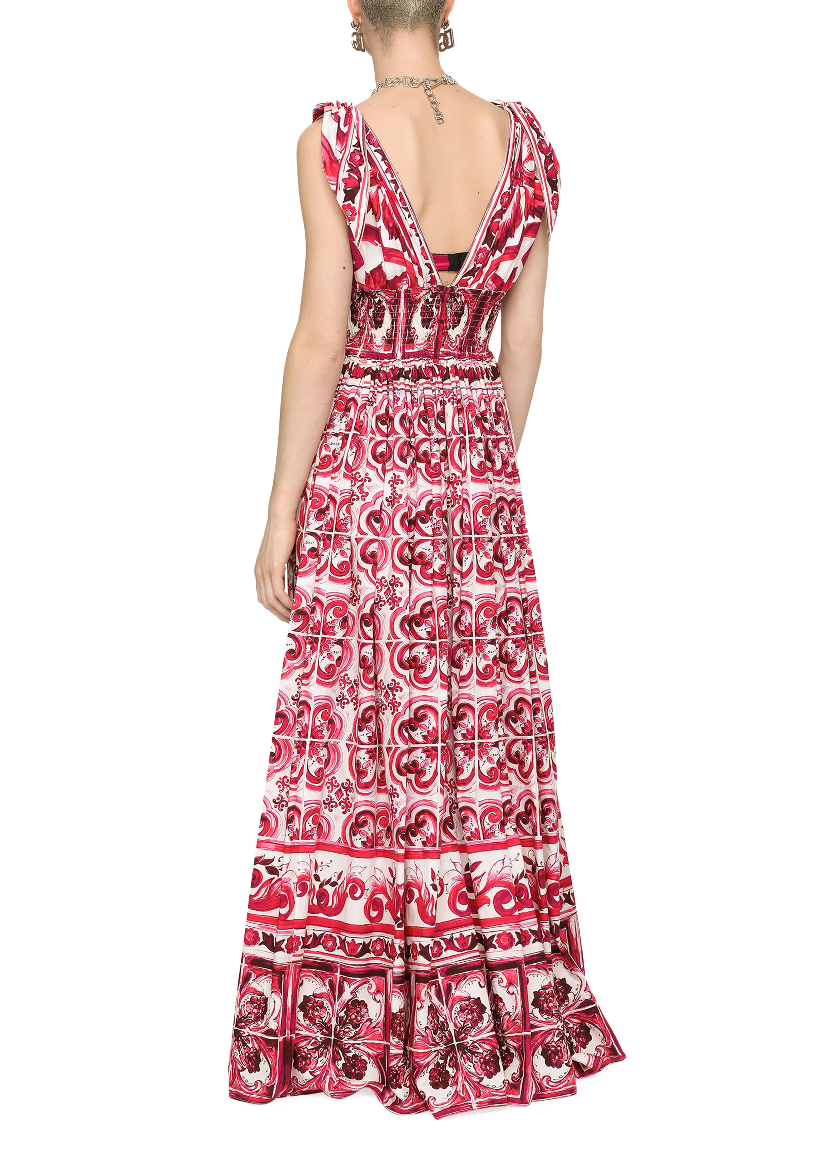 Dolce & Gabbana Long majolica-print poplin dress