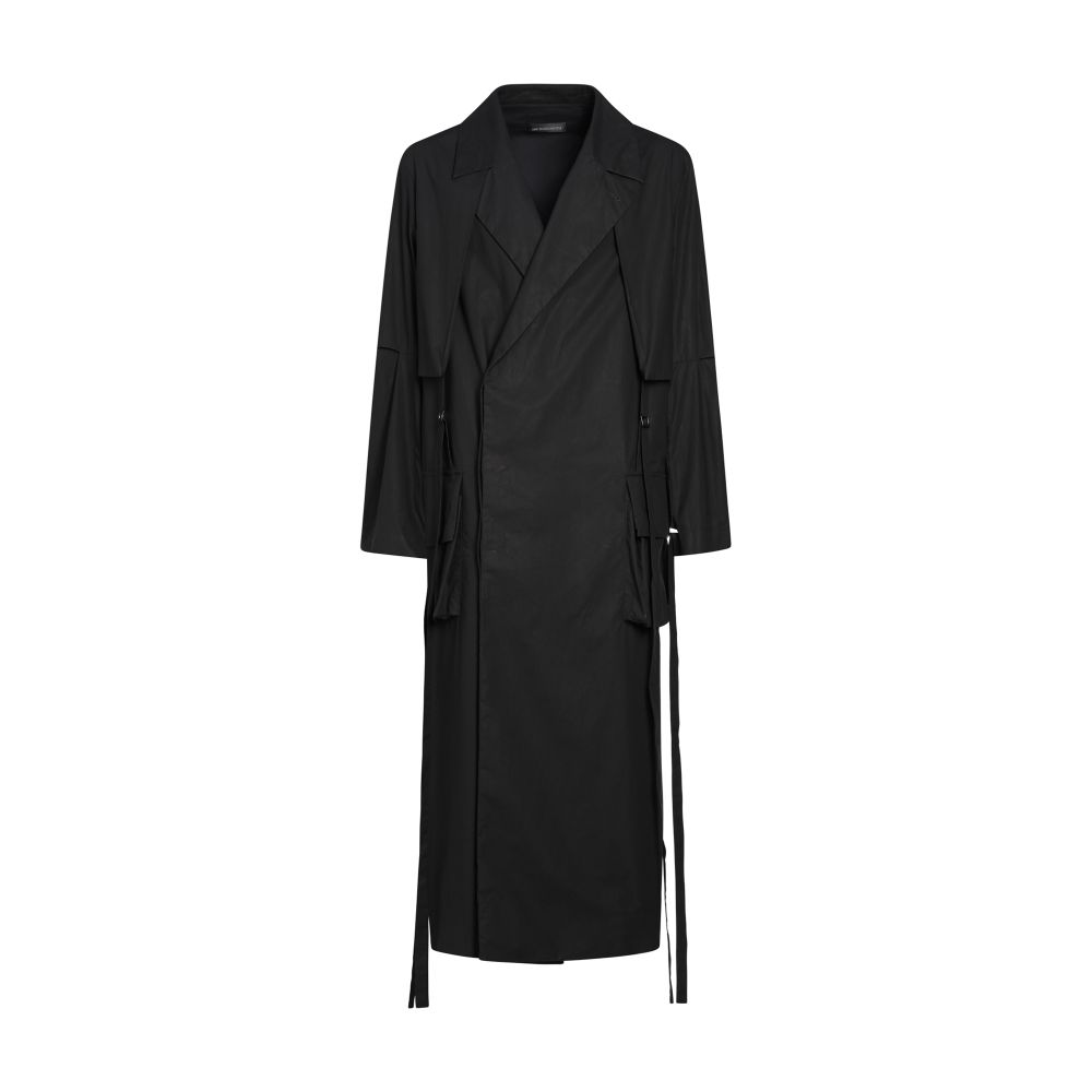 Ann Demeulemeester Ronny long trench coat oiled compact popeline