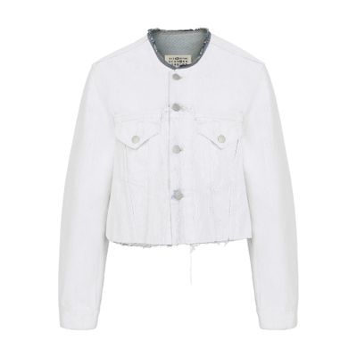 Maison Margiela Cropped Collarless Denim Jacket