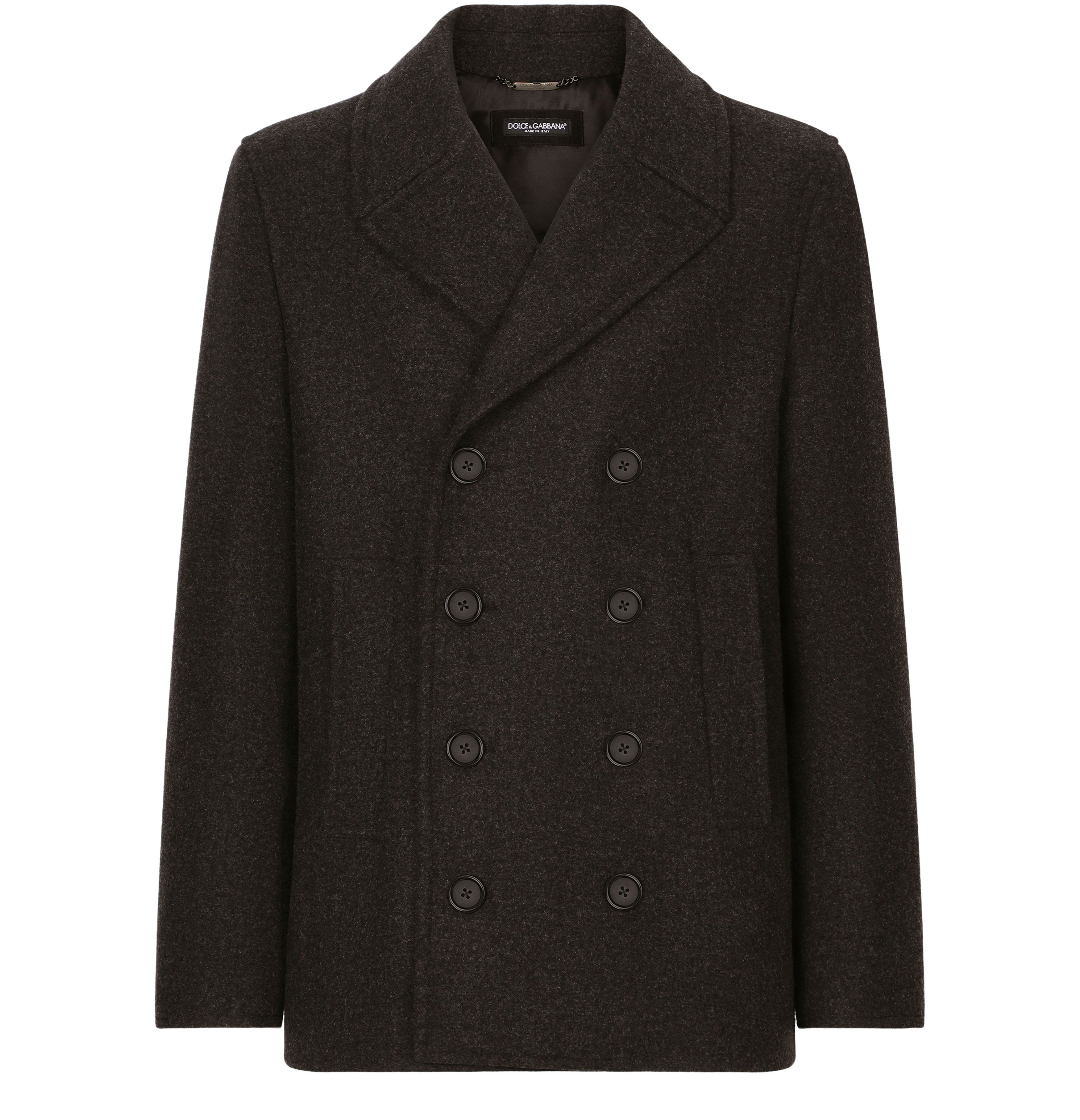 Dolce & Gabbana Double-breasted wool pea coat with branded tag