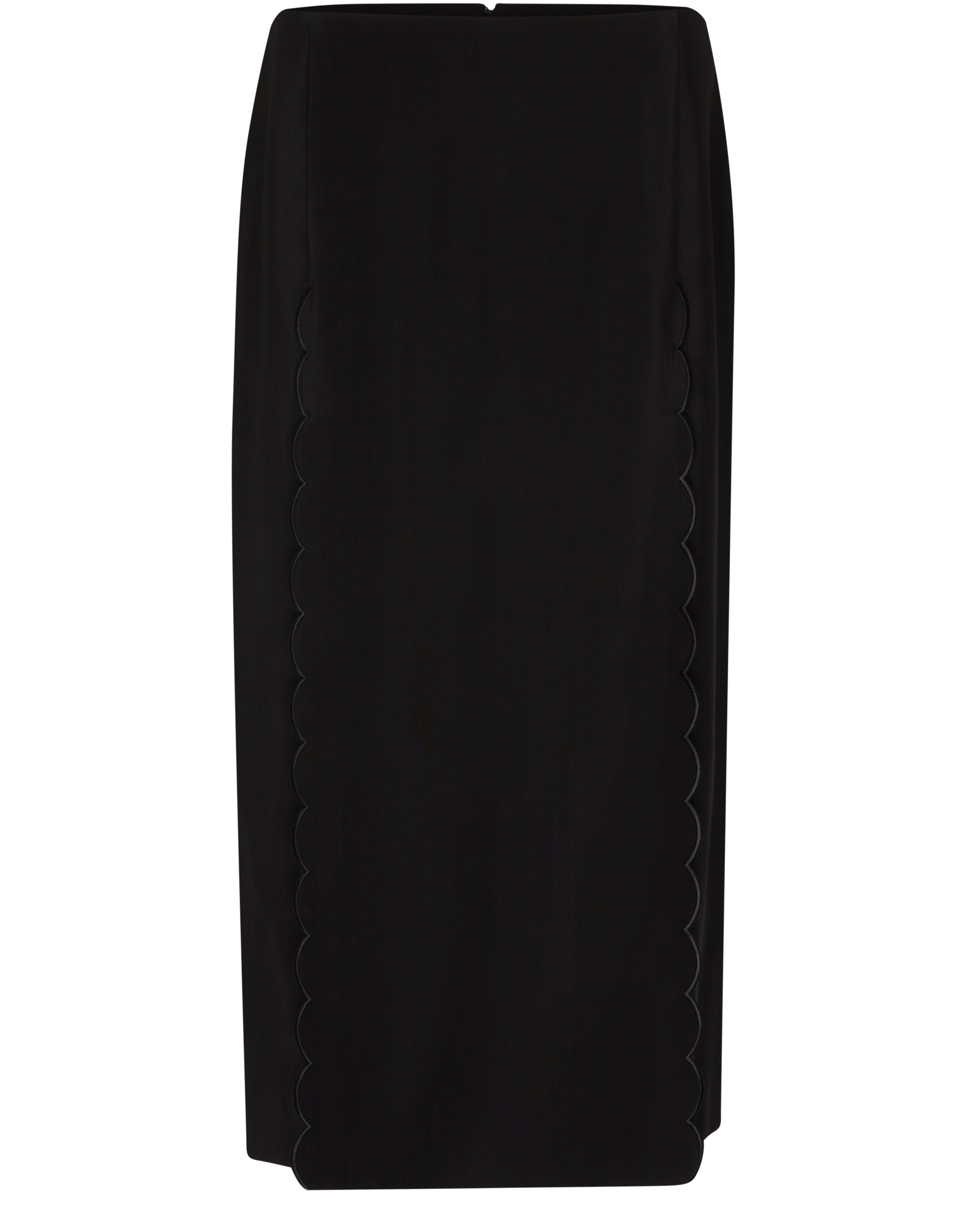 Chloé Straight flowing viscose skirt with embroidered scallops