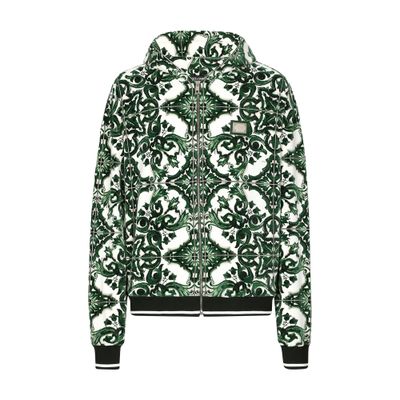 Dolce & Gabbana Zip-up hoodie with majolica print
