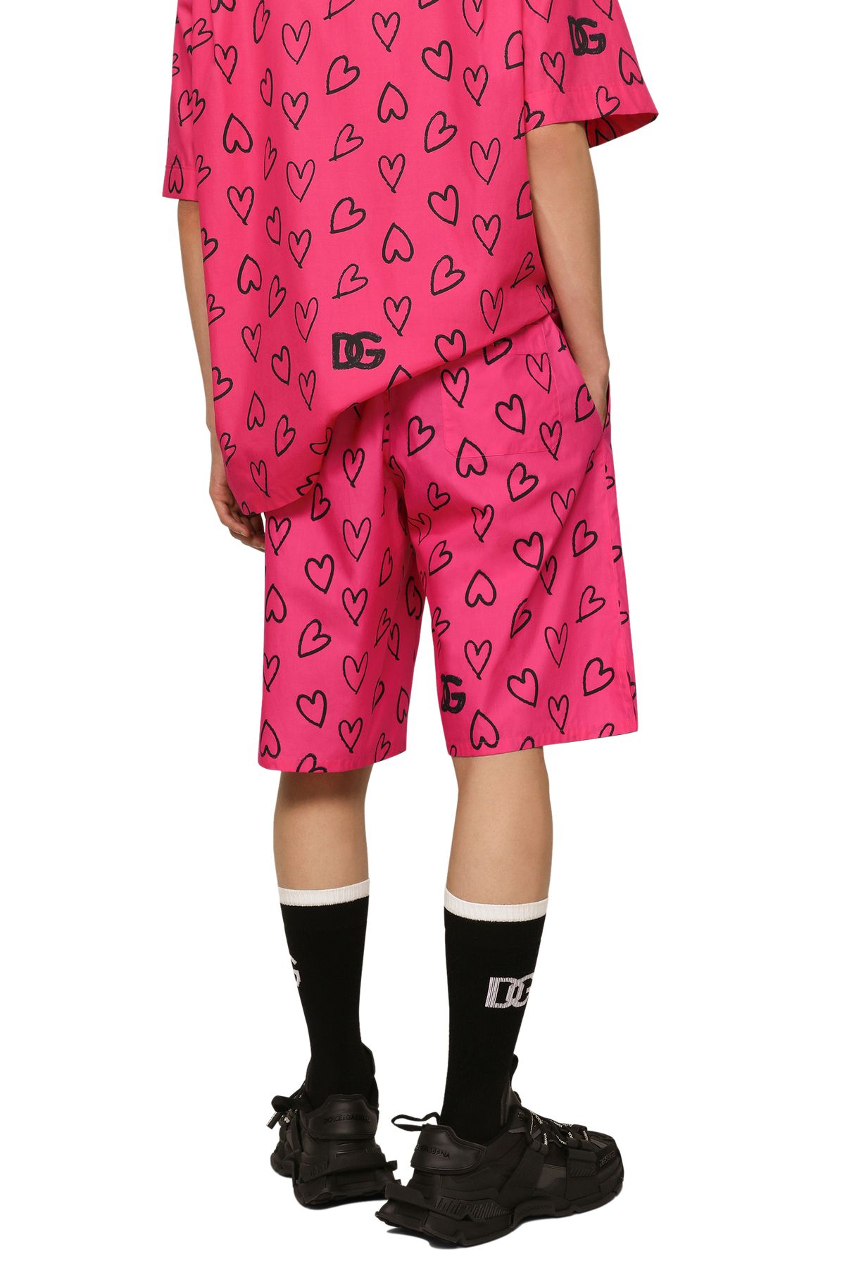 Dolce & Gabbana Cotton jogging shorts with DG heart print