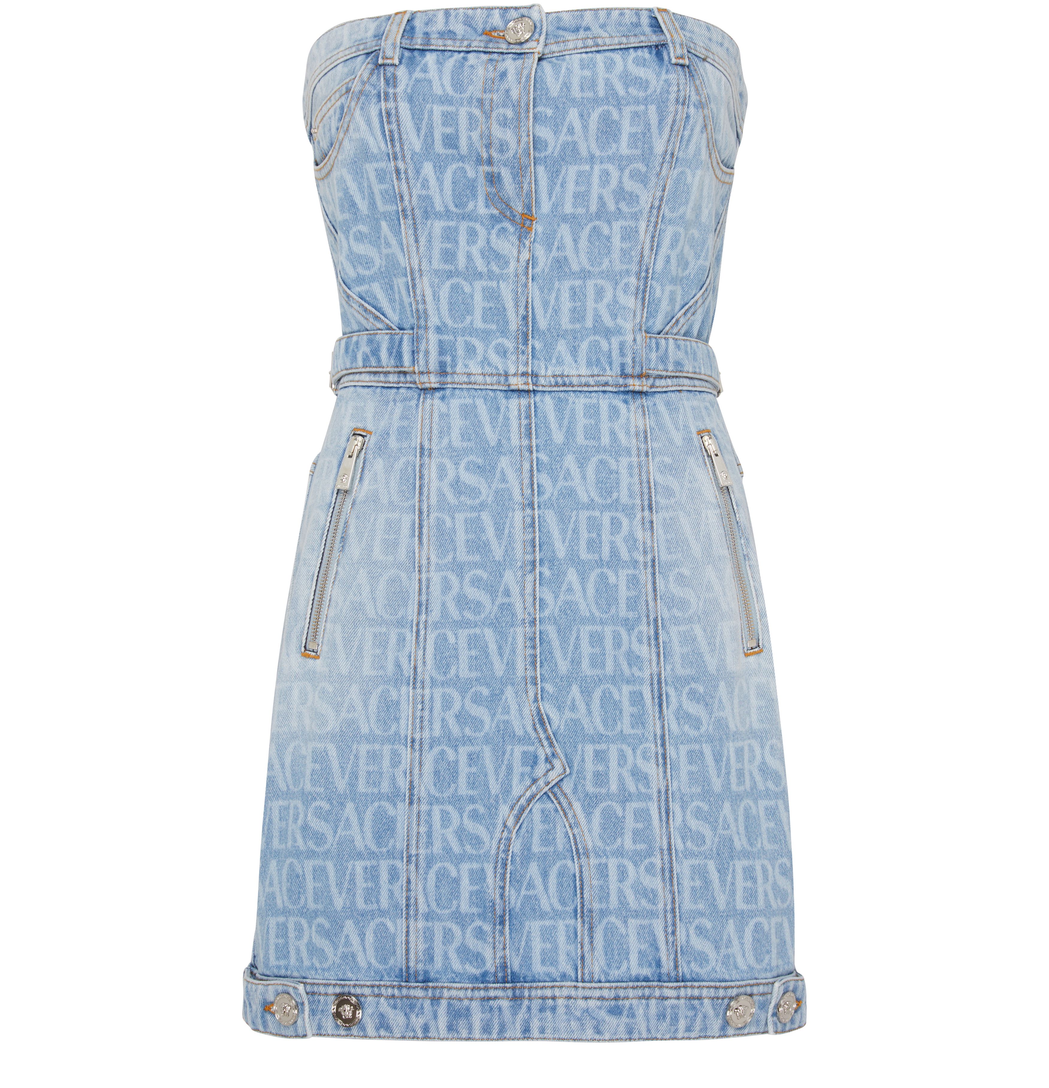 Versace Versace Allover strapless denim dress