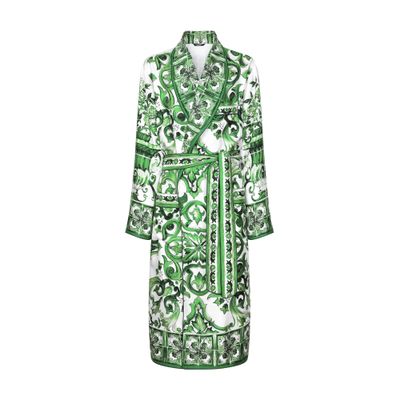 Dolce & Gabbana Silk twill robe with majolica print