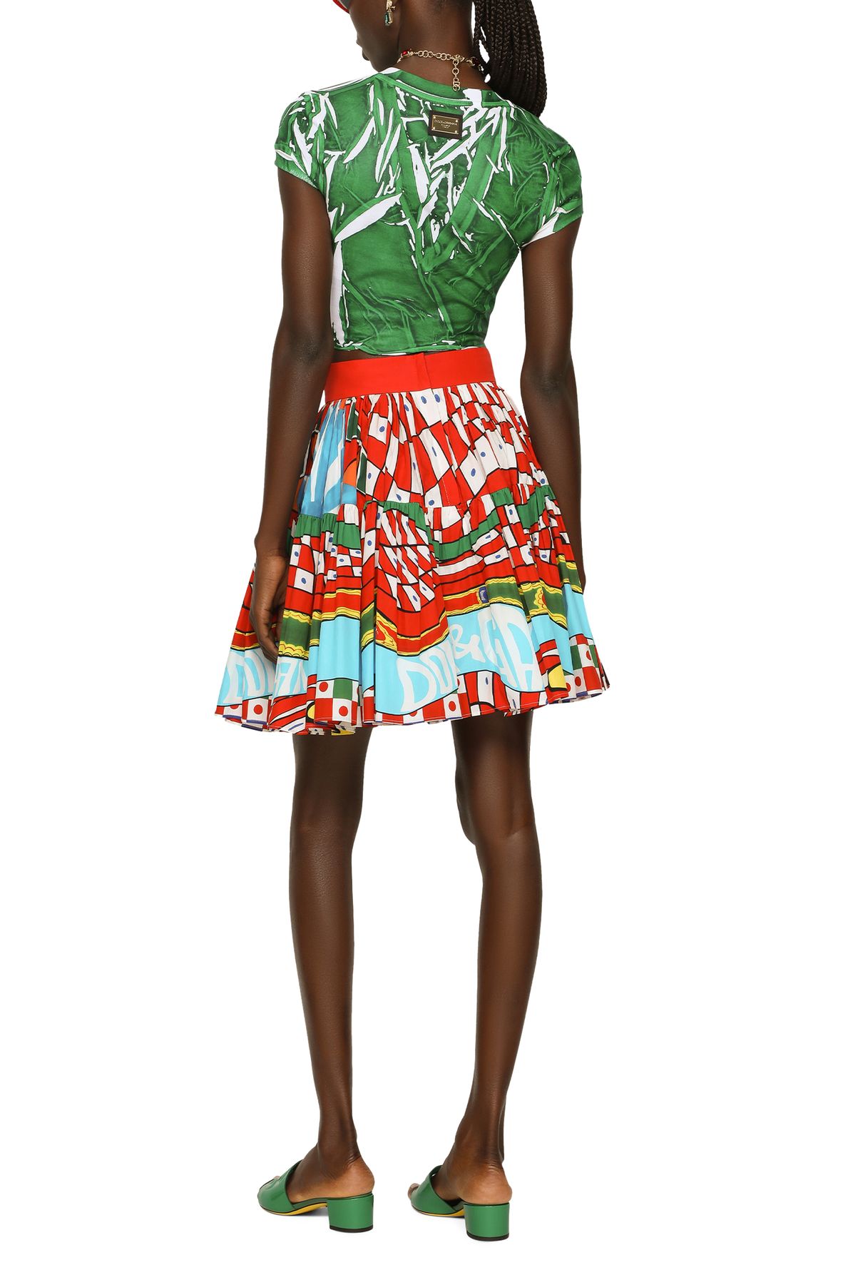 Dolce & Gabbana Short Popeline Carretto Printed Skirt