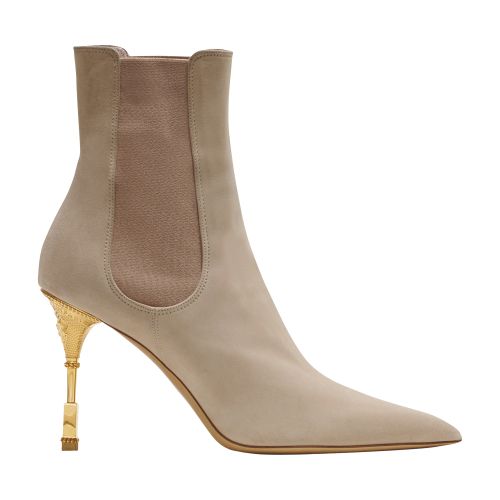 Balmain Moneta suede ankle boots with engraved heel