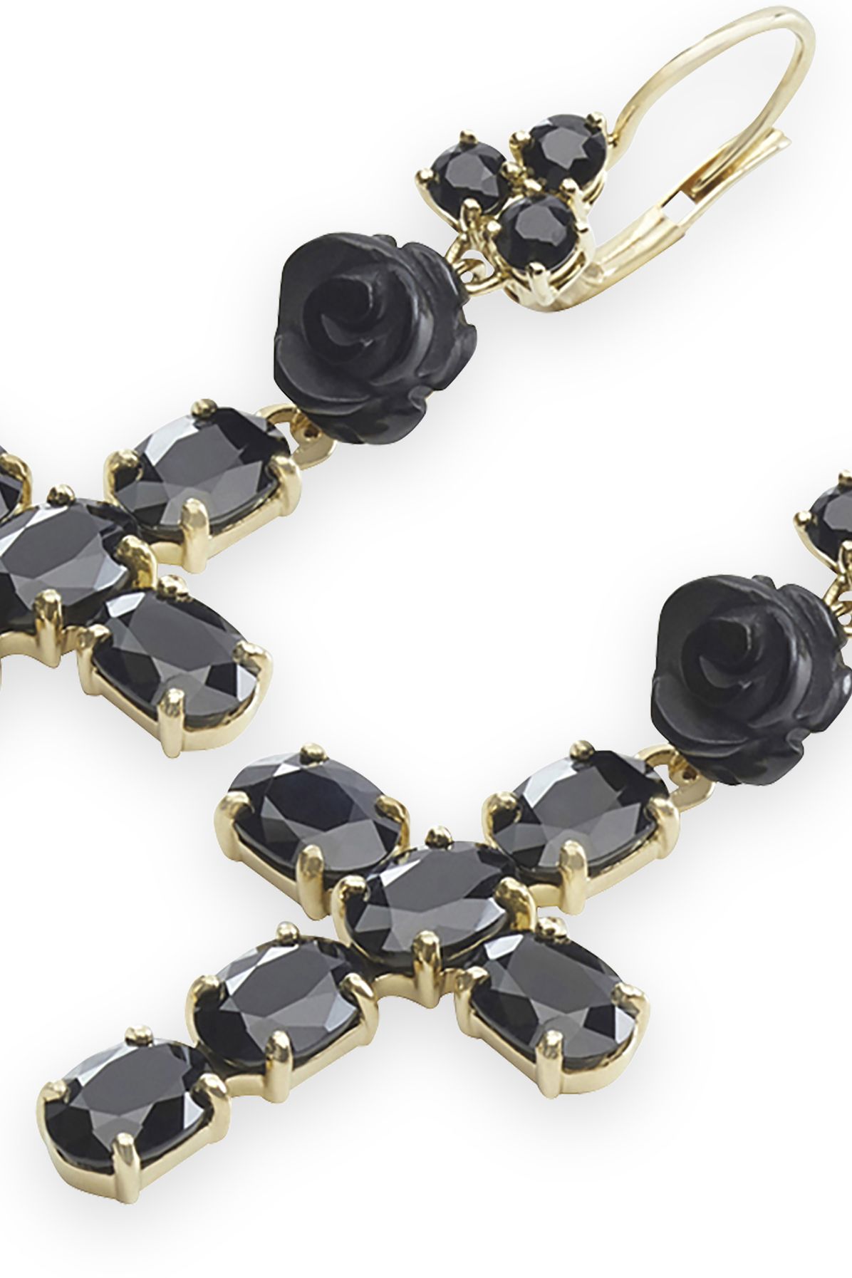 Dolce & Gabbana Devotion earrings in yellow gold with black sapphires