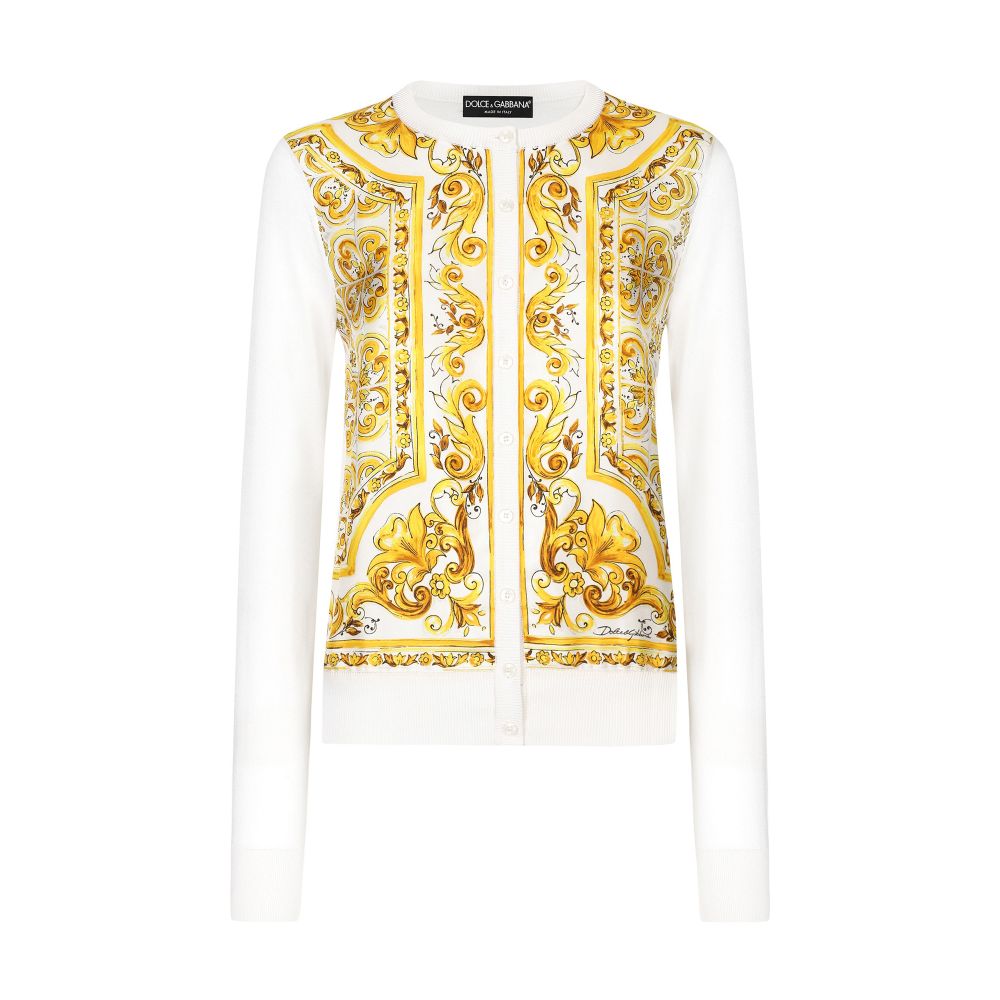 Dolce & Gabbana Silk cardigan with majolica panel