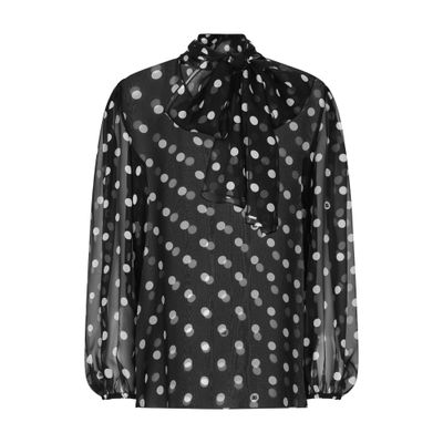 Dolce & Gabbana Polka-dot chiffon pussy-bow blouse