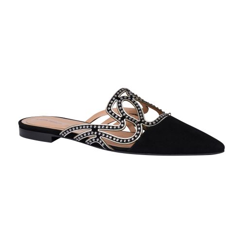 Alberta Ferretti Evening Waves suede mules with rhinestones