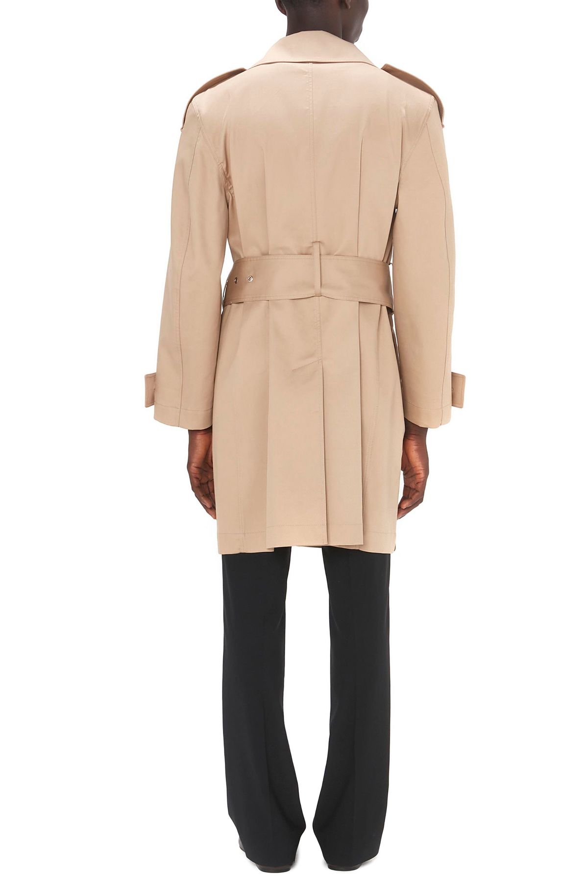  Wrap front mid-length trench coat