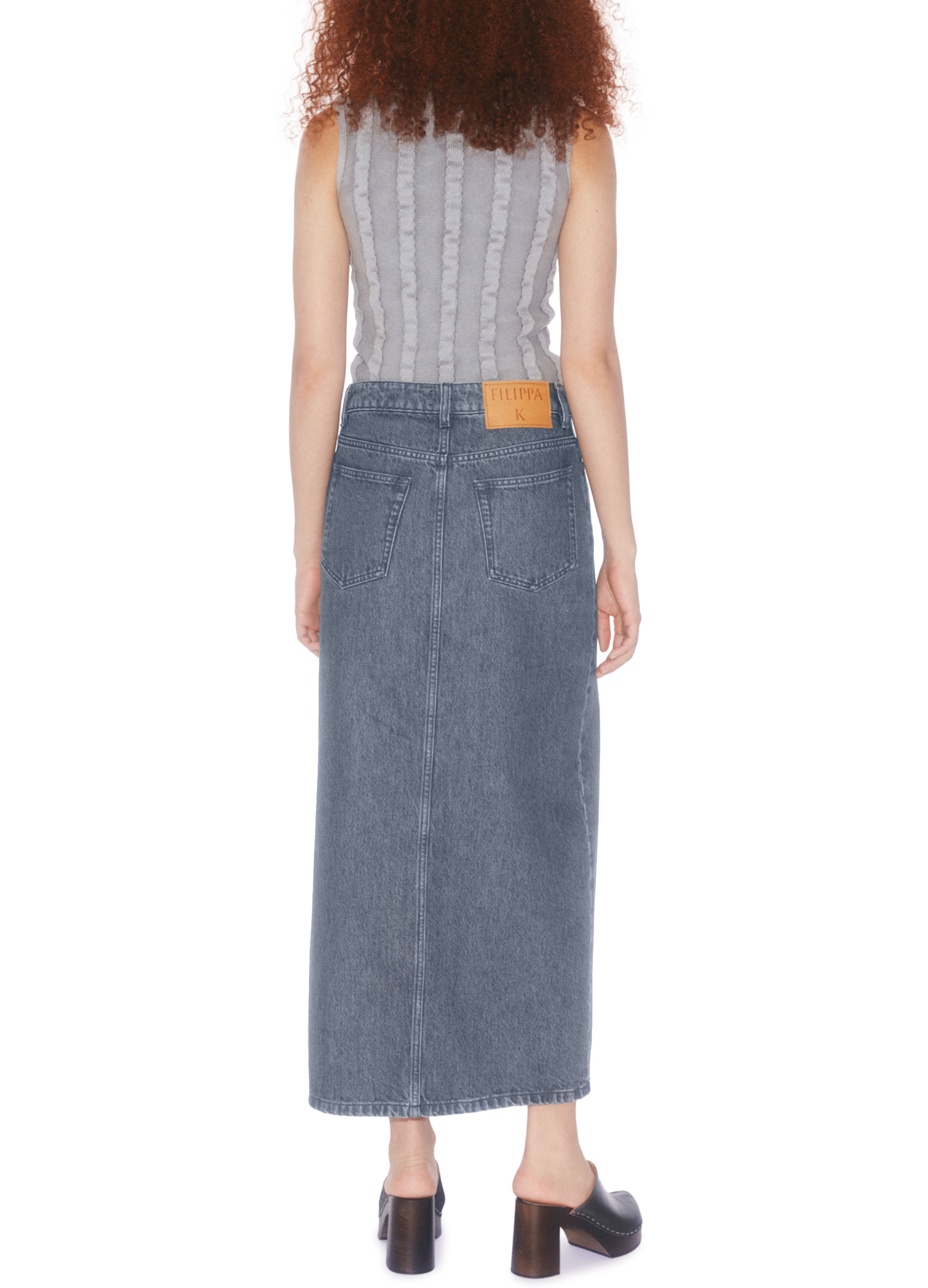 Filippa K Long slit denim skirt