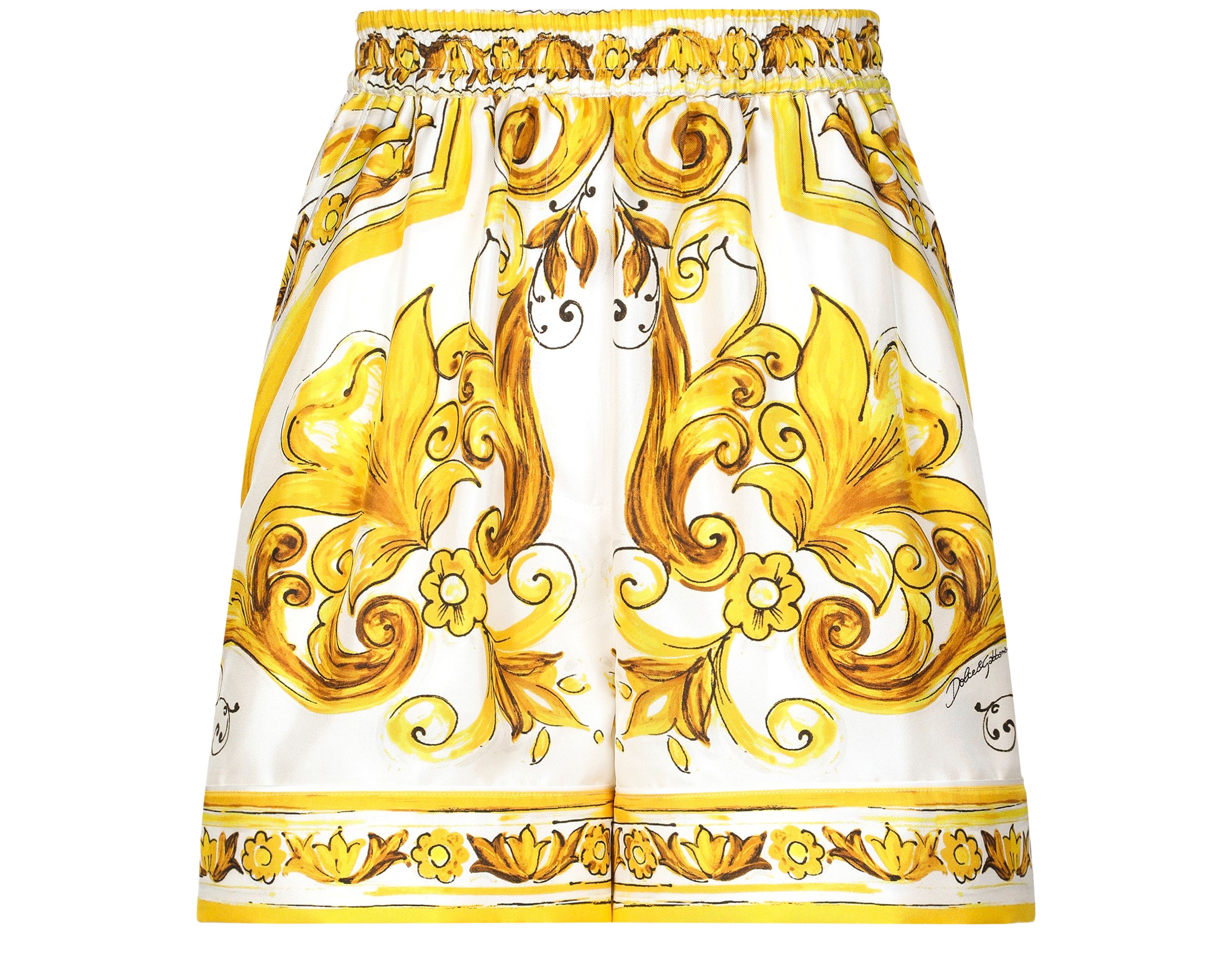 Dolce & Gabbana Majolica print silk twill shorts