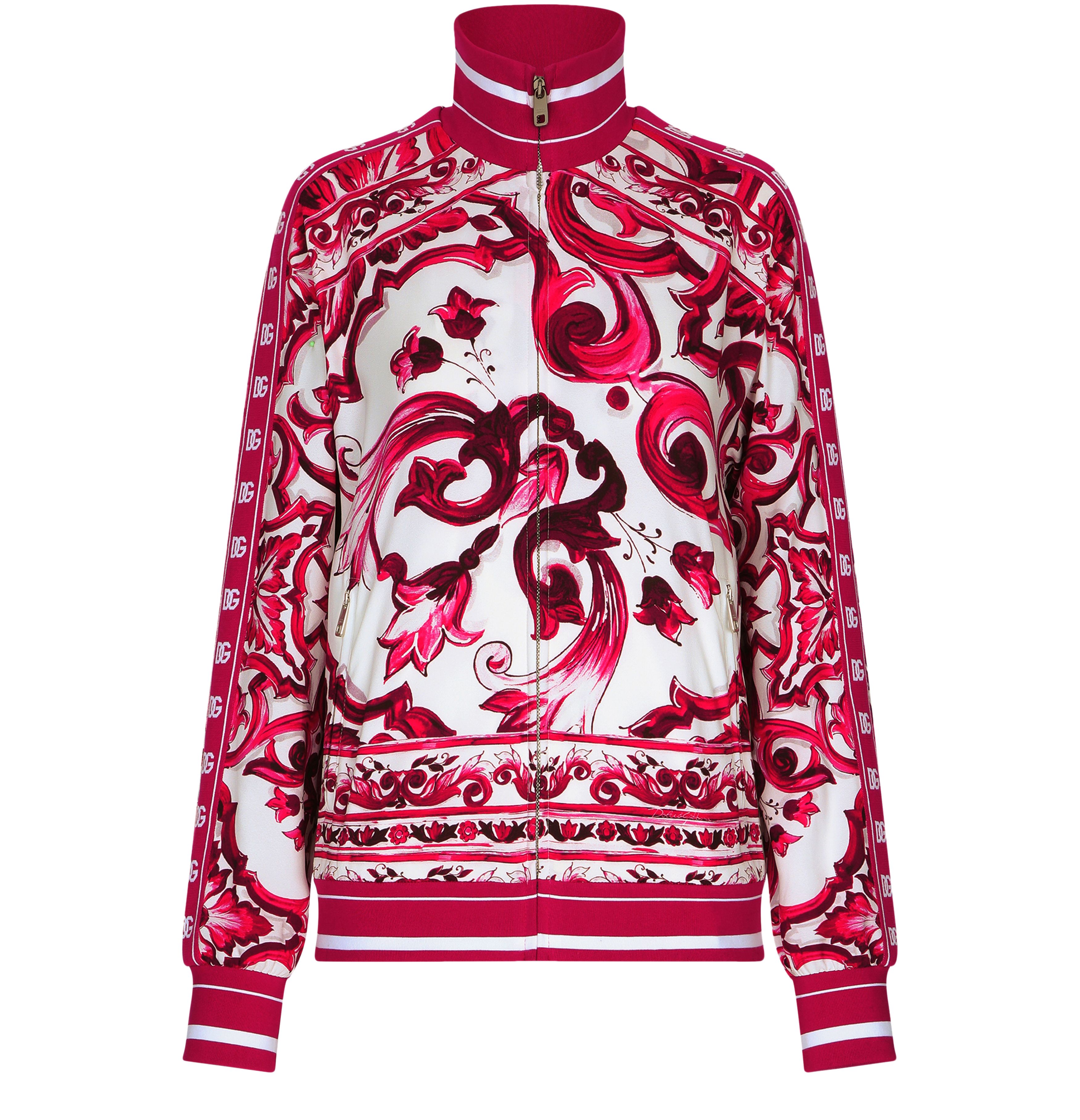 Dolce & Gabbana Cady Sweatshirt with Maiolica Print and Zip