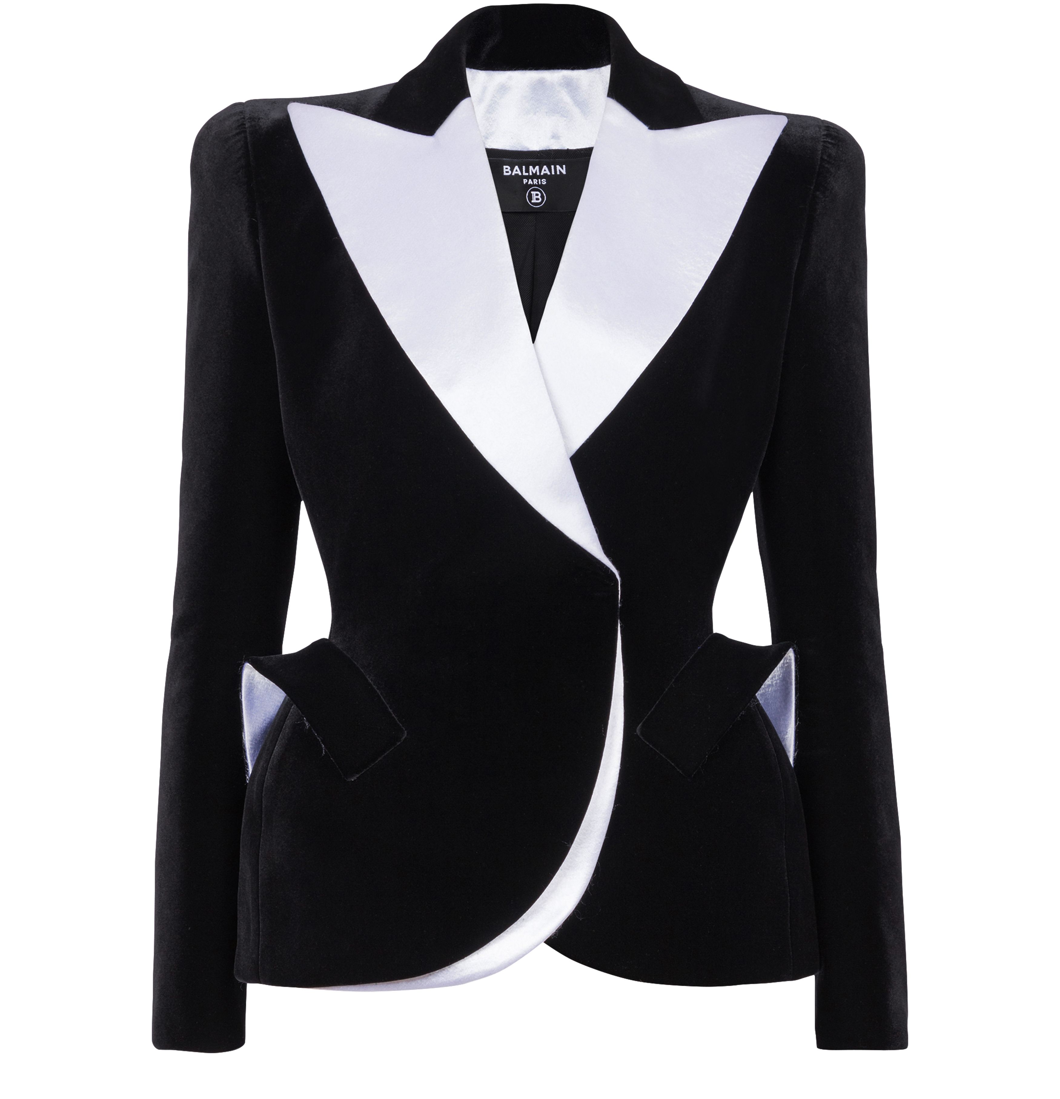 Balmain Structured Jacket In Velvet And Satin