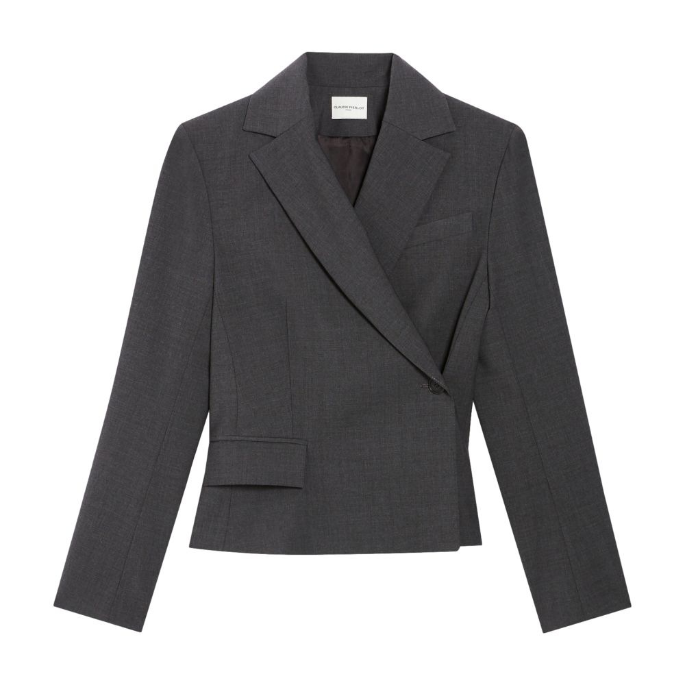  Flecked wrapover suit jacket