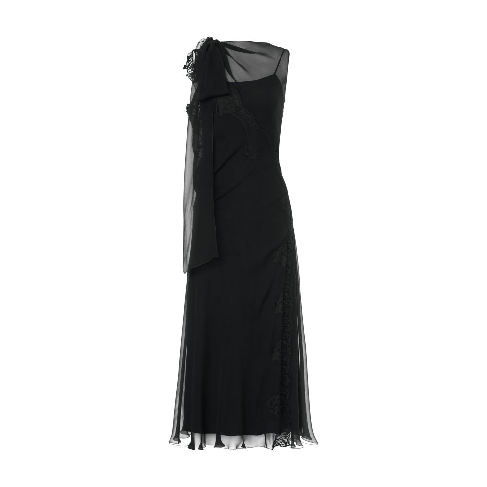 Alberta Ferretti Organic chiffon dress with lace