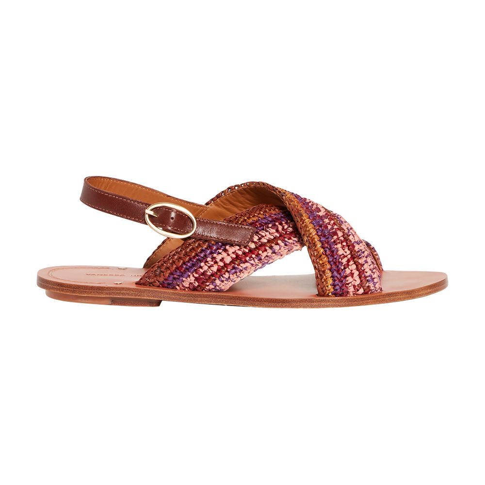  Raffia & leather sandals