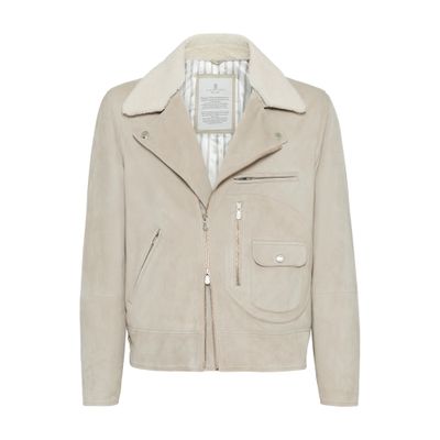 Brunello Cucinelli Suede biker jacket