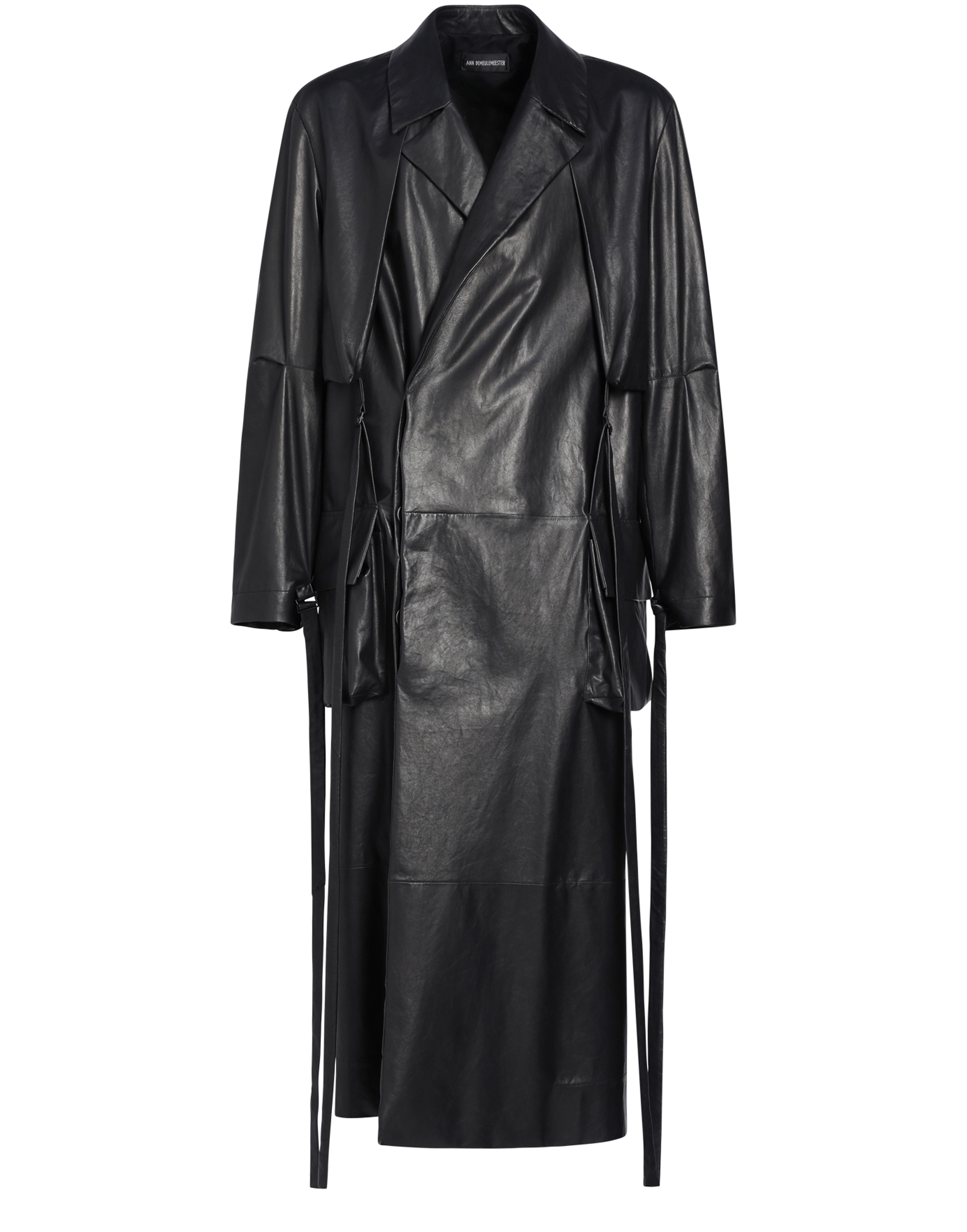 Ann Demeulemeester Ronny long trench coat crumpled paper effect leather